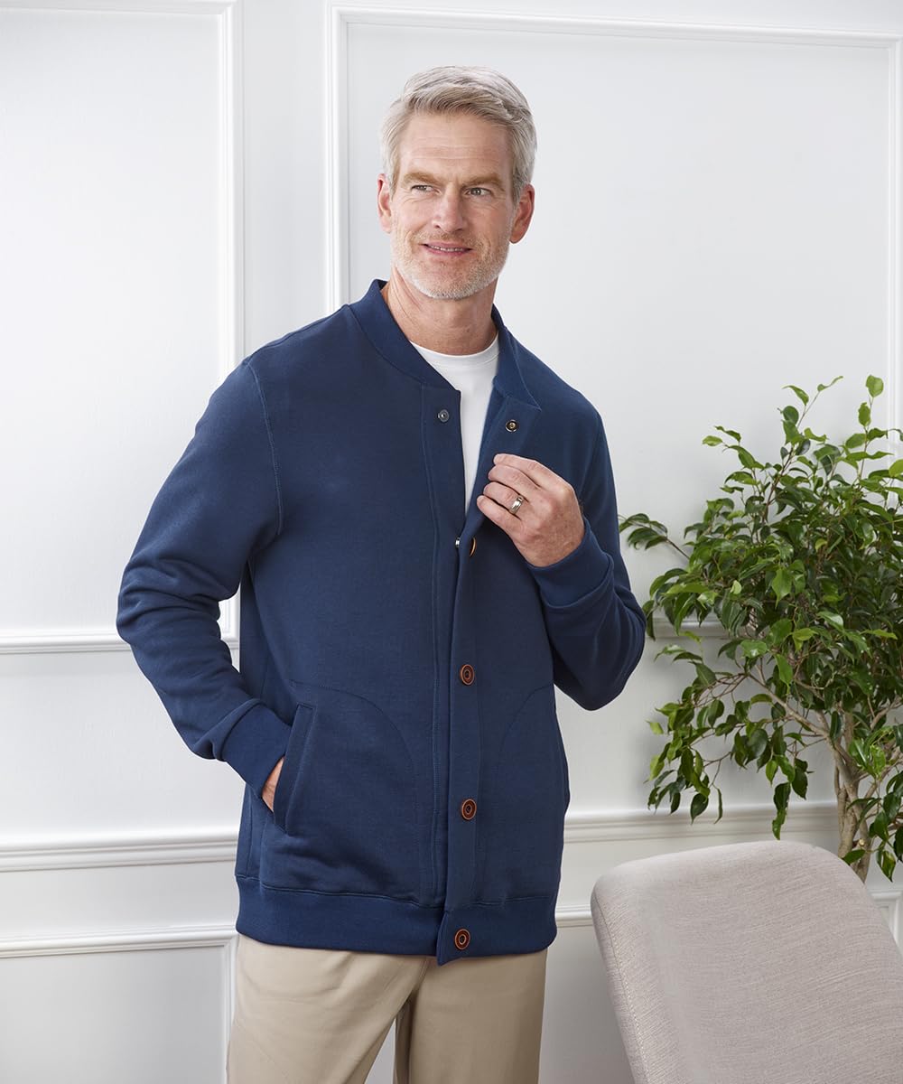 Silvert's Adaptive Clothing & Footwear - Magnetic Closure Men's Bomber Jacket for Elderly & Disabled - Easy Wear Outerwear for Arthritis & Limited Mobility