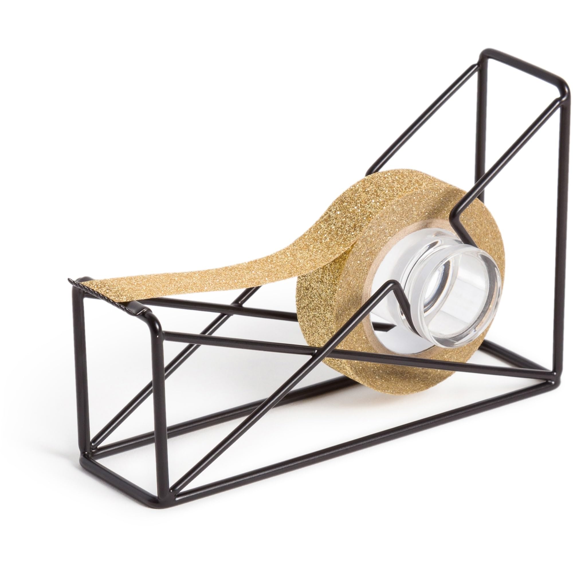 U Brands Vena Wire Tape Dispenser - Heavy Duty Metal Desktop Tape Holder (Black, 1 Count) - Perfect for Office, Home, or Craft Room Organization