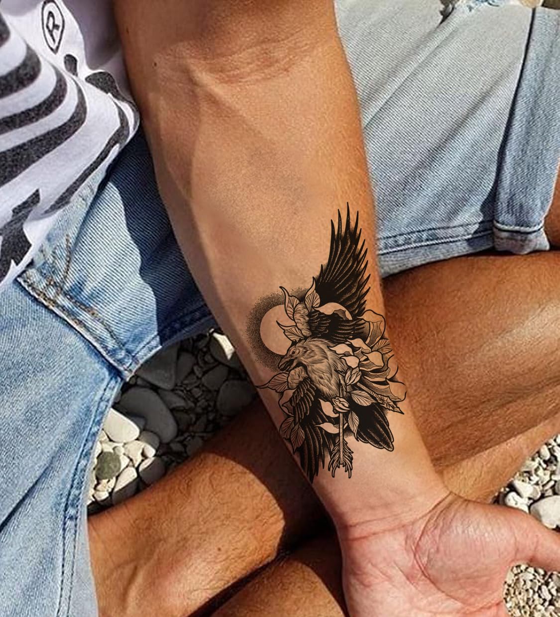 Waterproof Temporary Tattoo Stickers for Men & Women - Realistic 3D Flowers, Butterflies, Stars, Angels, Wolves & Armband Designs (21x15cm) - Perfect for Parties, Halloween, Cosplay & Body Art