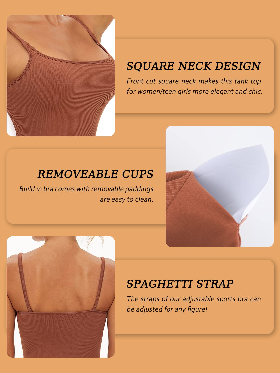 FelFory Seamless Sports Bra for Women - Workout Top with Built-in Bra for Yoga & Gym