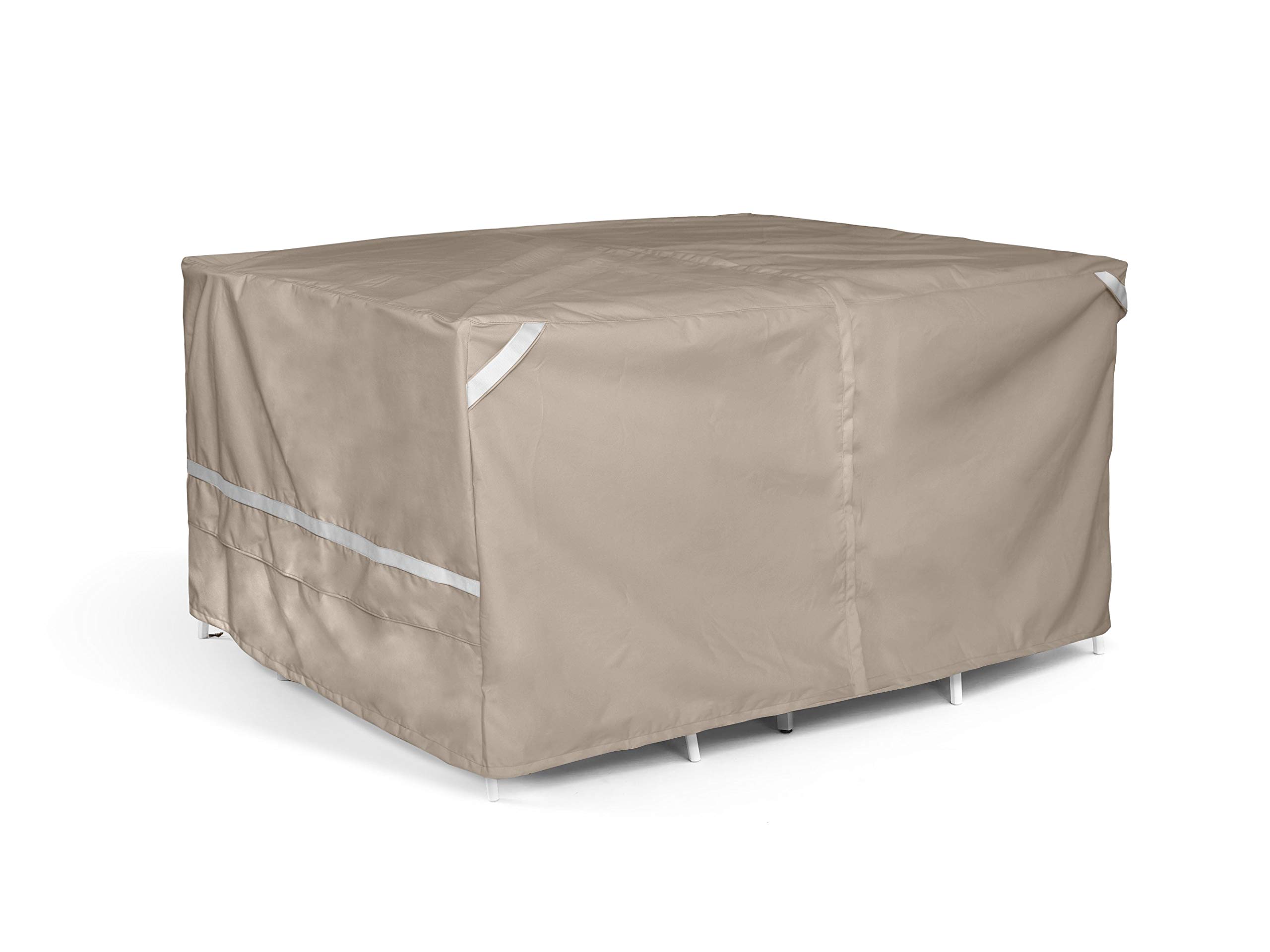 Premium Polyester Square Dining Table and Chair Cover Set - Waterproof, UV Resistant, Drawstring Hem, Umbrella Hole - Perfect for Outdoor Patio, Garden, and Poolside Furniture Protection