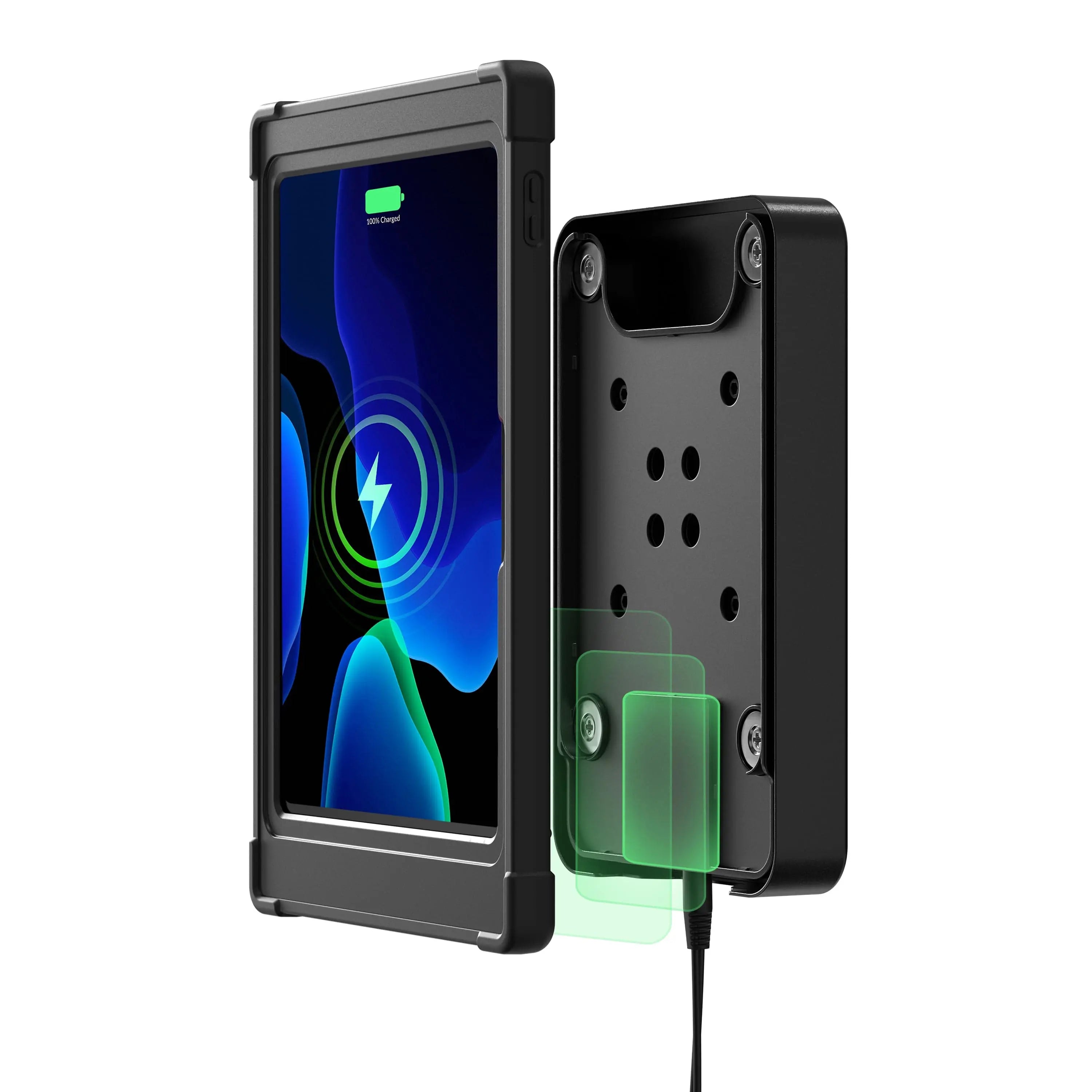 Wireless Charging Case & Docking Station Wall Mount - Fast Qi-Compatible Charger for iPhone & AirPods - Perfect for Home, Office & Travel Use