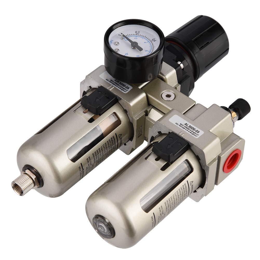 AC3010-03 Aluminum Alloy Compressed Air Filter Pressure Regulator Combo with Gauge 3/8