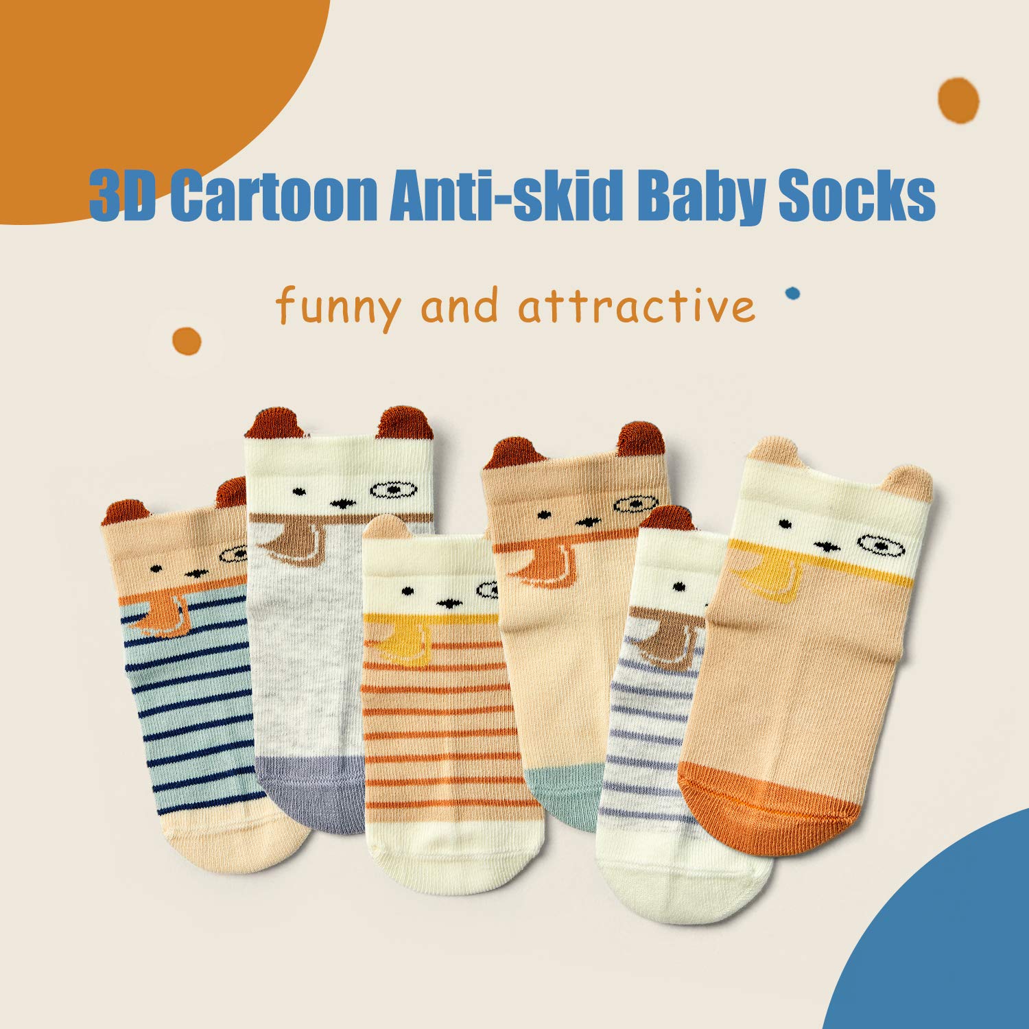 Moon Tree Baby Non-Slip Socks for Girls & Boys - Cotton Anti-Skid Knee Socks with Grips - Perfect for Crawling, Walking & Playtime