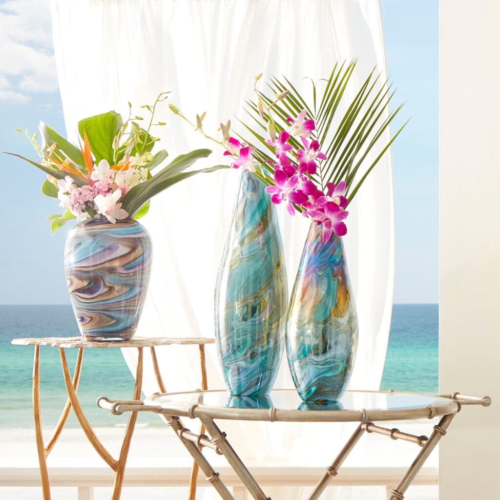 Cyan Design 09523 Borealis Vase - Sky Blue Cafe Swirl Small Glass Vase for Home Decor, Wedding Centerpiece & Floral Arrangements