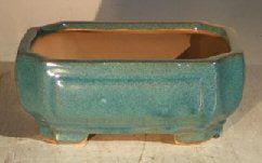 Blue & Green Ceramic Bonsai Pot - Rectangle Planter 6.125