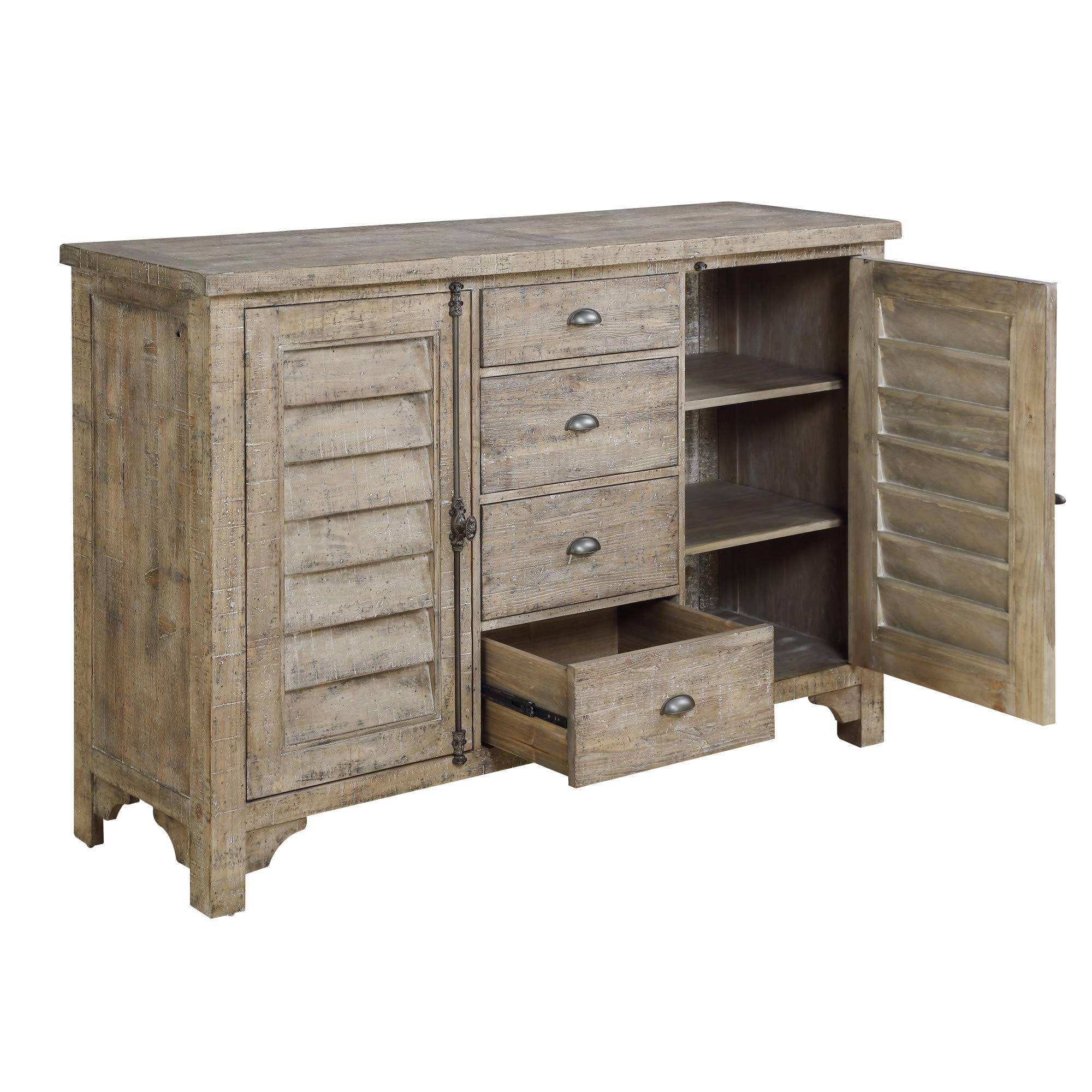 Wallace & Bay Haynes Buffet Cabinet with 6 Shelves & 3 Drawers - Limestone Gray Finish | Stylish Storage Solution for Dining Room, Living Room or Entryway Organization