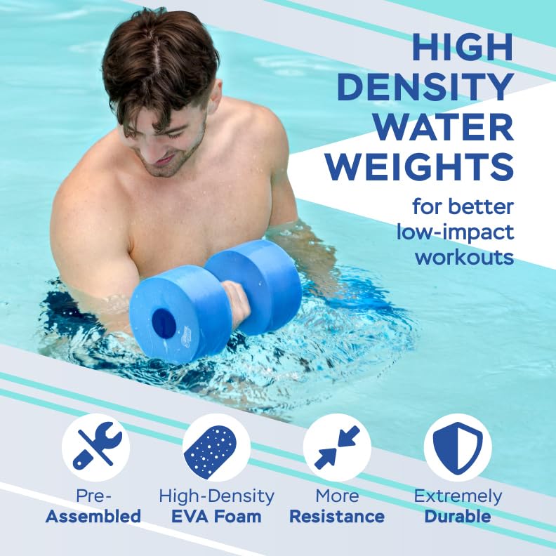Sunlite Sports Water Fitness Gear - Foam Dumbbells & Neoprene Swim Gloves for Aqua Aerobics, Pool Therapy & Underwater Workouts - Perfect for Swimming, Rehabilitation & Water Exercise Classes