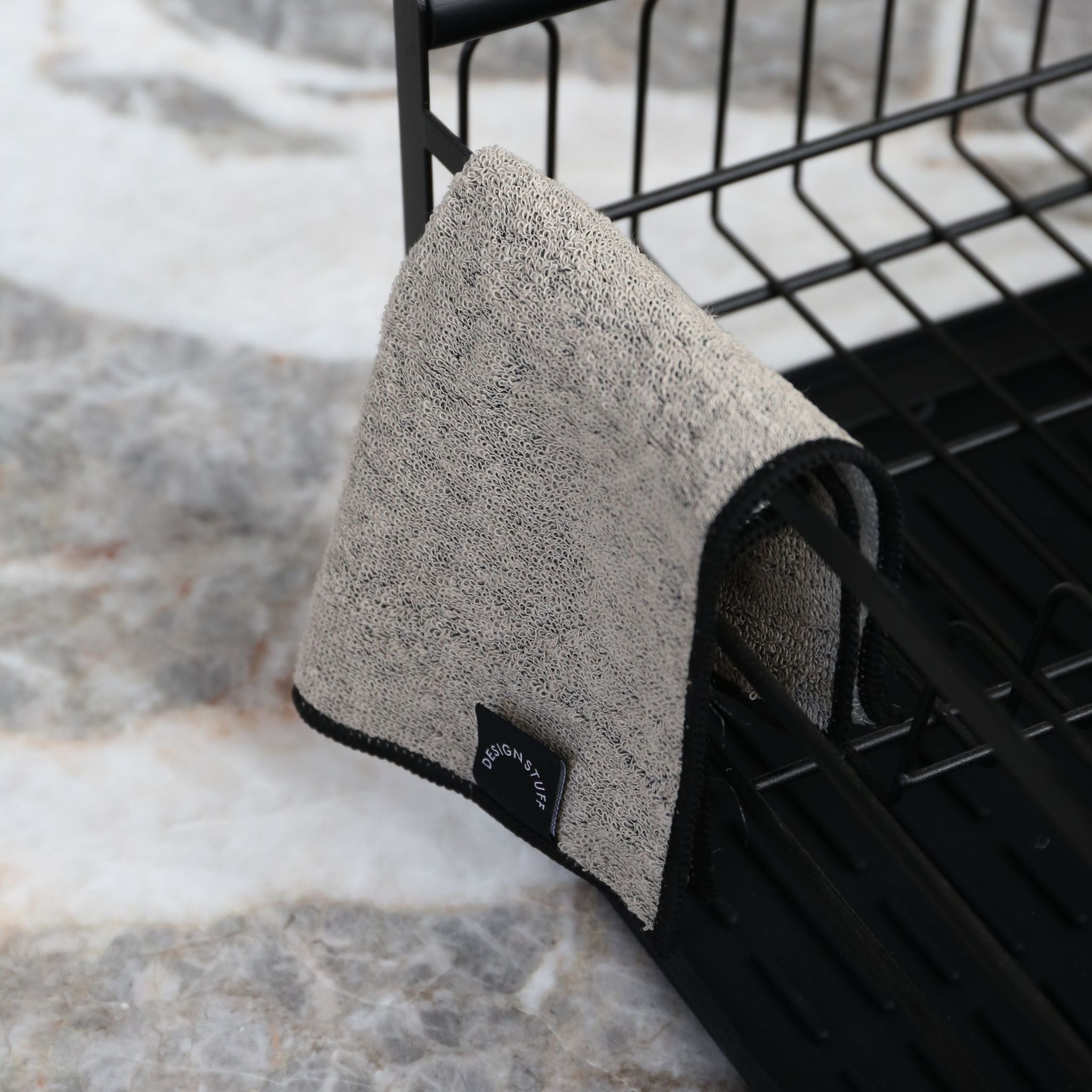 Premium Hemp Marble Scourer & Bamboo Dishcloth Set of 2 - Eco-Friendly Kitchen Cleaning Pads for Dishes, Pots & Pans - Black Natural Fiber Scrubber & Dish Towel Combo