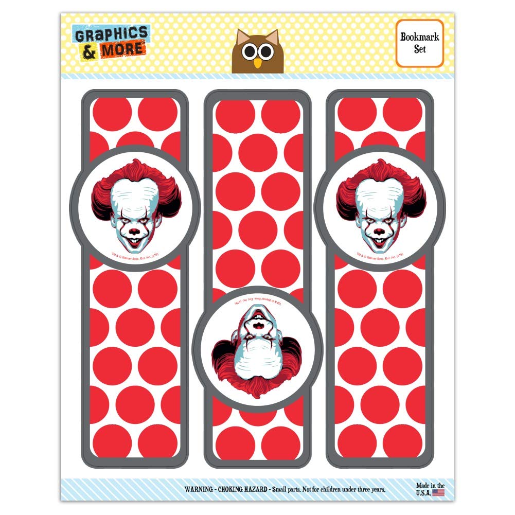 Pennywise IT Horror Bookmark Set - 3 Glossy Laminated Bookmarks for Stephen King Fans, Horror Readers & Book Lovers - Perfect for Halloween Gifts, Scary Book Accessories & Collectibles