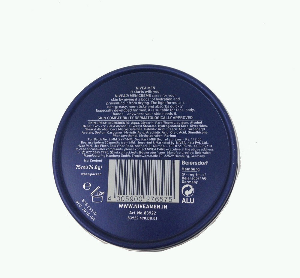 Nivea Men Cream for Face, Body & Hands - 75ml Moisturizing Lotion - Hydrates & Protects Dry Skin - Ideal for Daily Skincare Routine & Travel