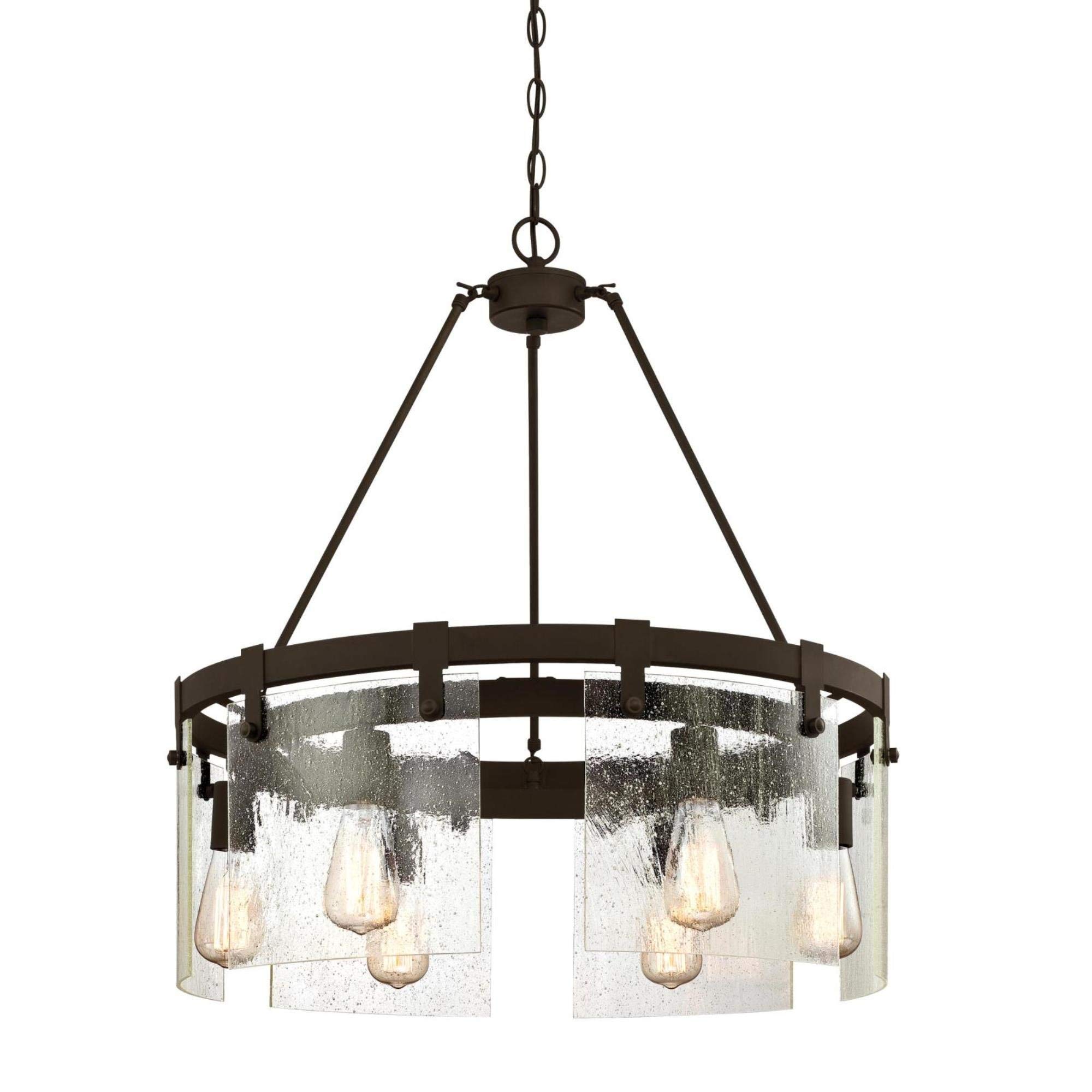 OHHG 6352200 6-Light Bronze Chandelier - Vintage Seeded Glass Pendant Light for Dining Room, Bedroom & Living Room Decor
