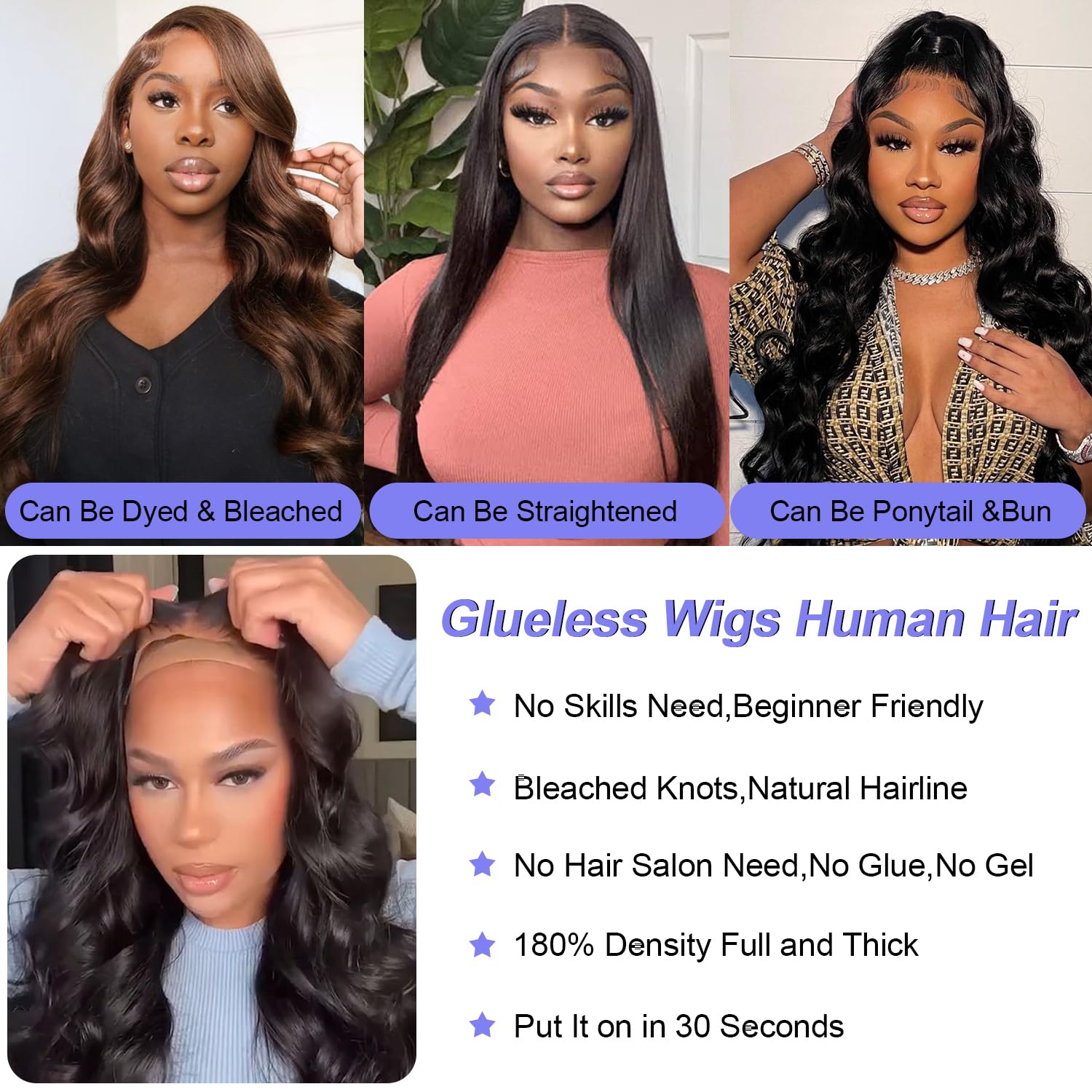13x4 HD Lace Front Human Hair Wig - Glueless Wear & Go Wig for Beginners | Pre Plucked, Pre Cut 180% Density Body Wave | Natural Color 26 Inch Human Hair Wigs for Women | Perfect for Daily Wear, Parties & Special Occasions