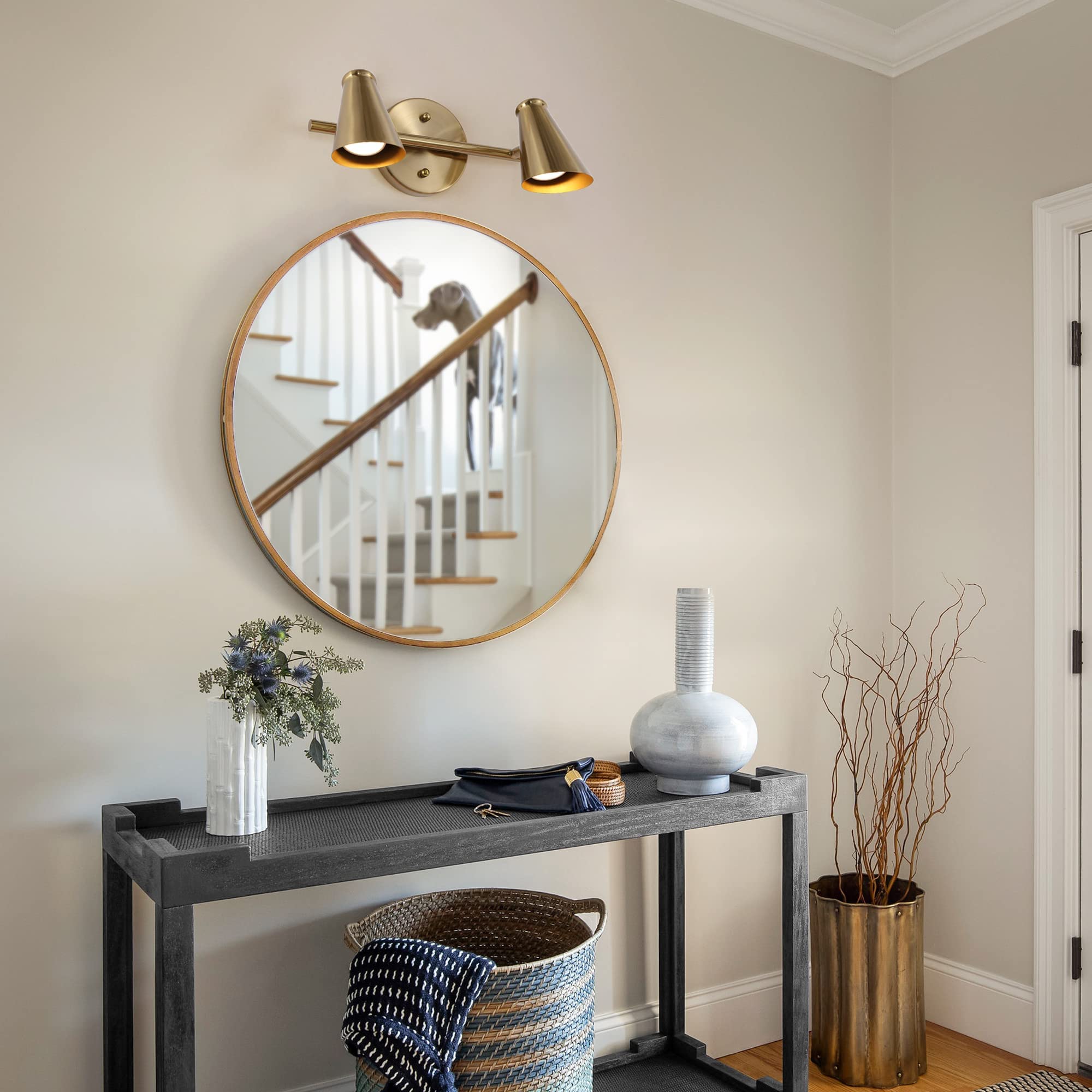 Durent Gold Bathroom Light Fixtures - 2 Light Modern Vanity Lighting with Slant-Cut Metal Shades for Mirror Illumination | Perfect for Bathroom, Powder Room & Dressing Area Makeup Lighting