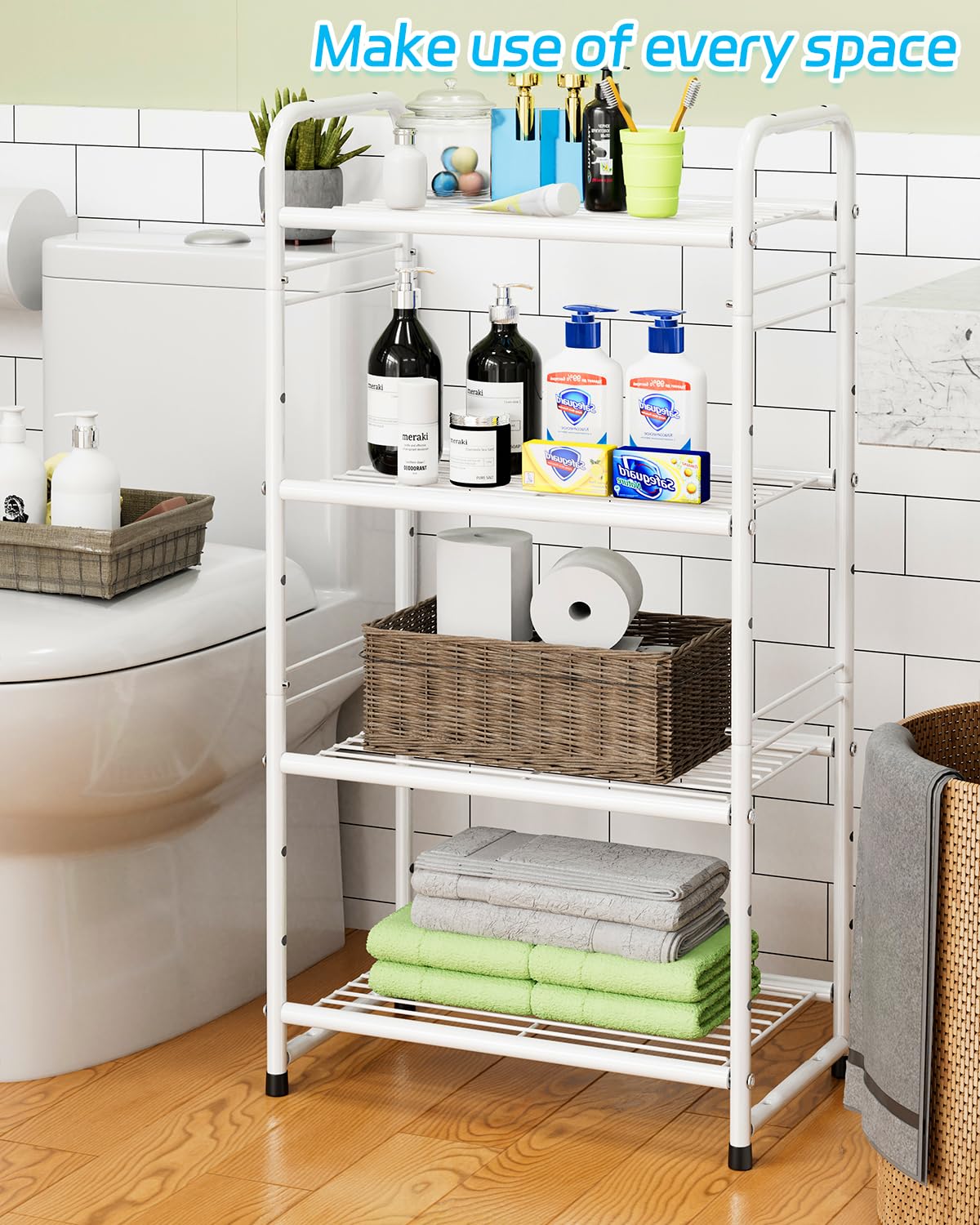 4-Tier Heavy Duty Metal Storage Shelves - 17.7
