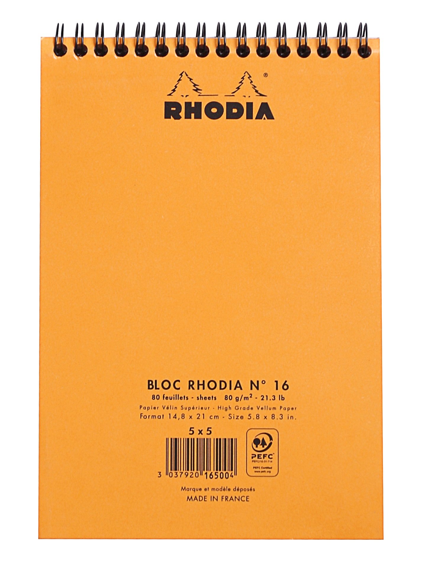 Rhodia Wirebound Graph Notebook - 80 Sheets, 6 x 8.25 Inches, Orange Cover - Perfect for Sketching, Journaling & Office Notes