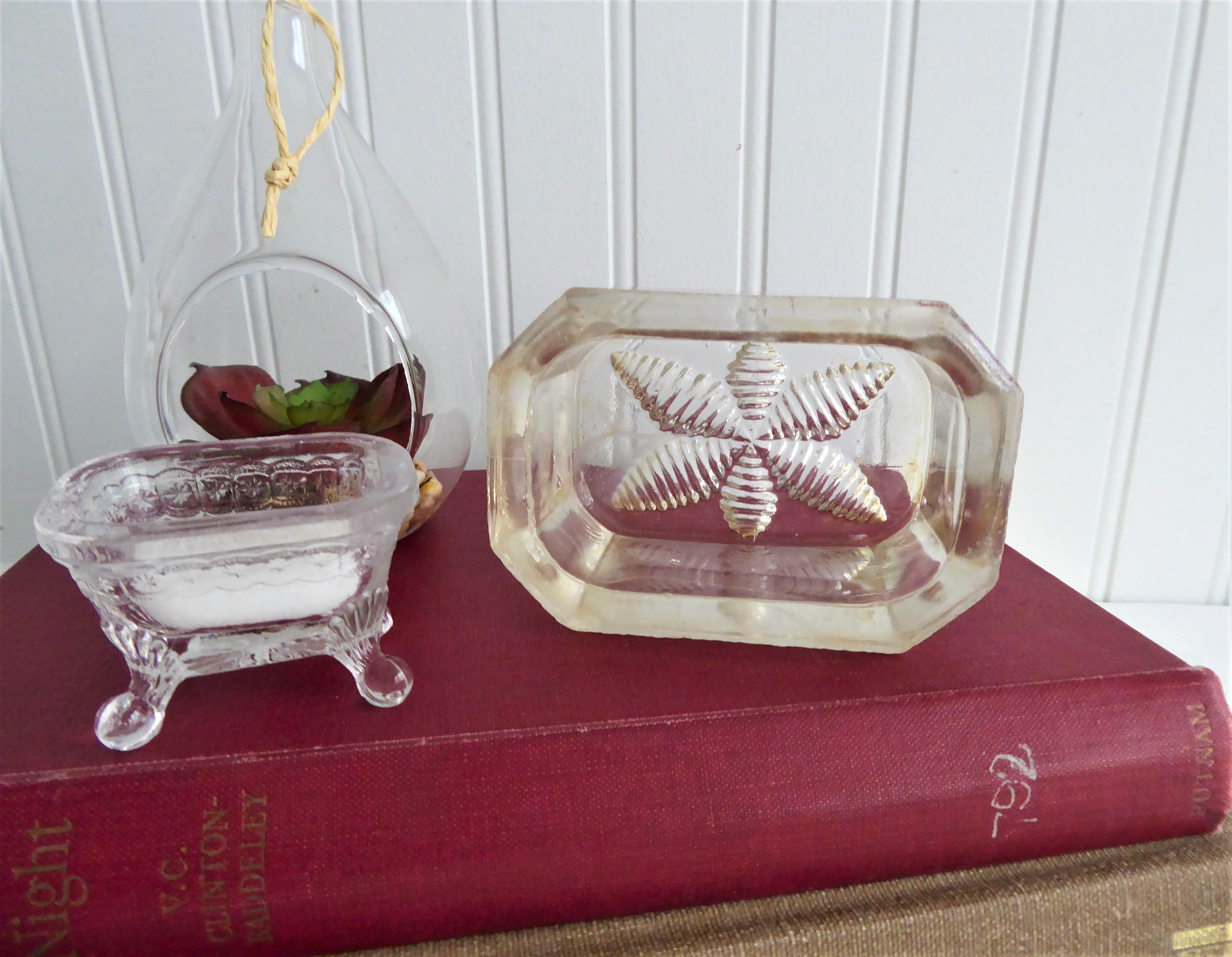 Antique Victorian Cut Crystal Open Salt Dish with Leaf Bottom - Large Master Size, Faceted Design Circa 1880s - Perfect for Table Setting, Collectible Display & Home Decor