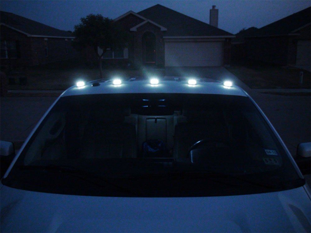 5 Pack Smoked Lens Cab Roof Marker Running Lights with White LED for Trucks & 4x4 Vehicles - Heavy Duty Off-Road Lighting for Night Driving & Enhanced Visibility