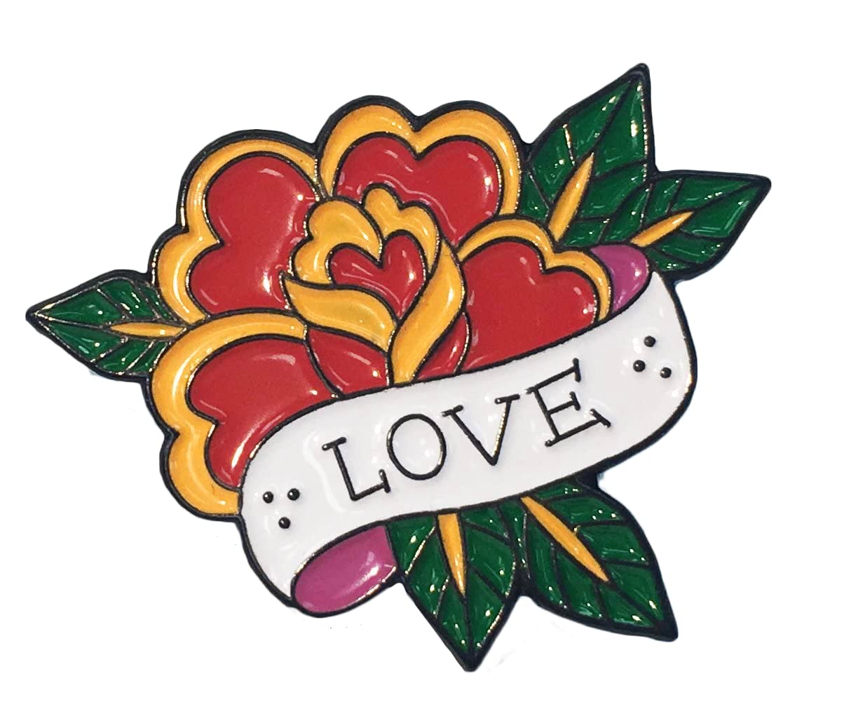 Rose Love Tattoo Art Enamel Lapel Pin - Elegant Floral Brooch for Jackets, Bags & Hats | Perfect Gift for Tattoo Lovers & Fashion Accessories