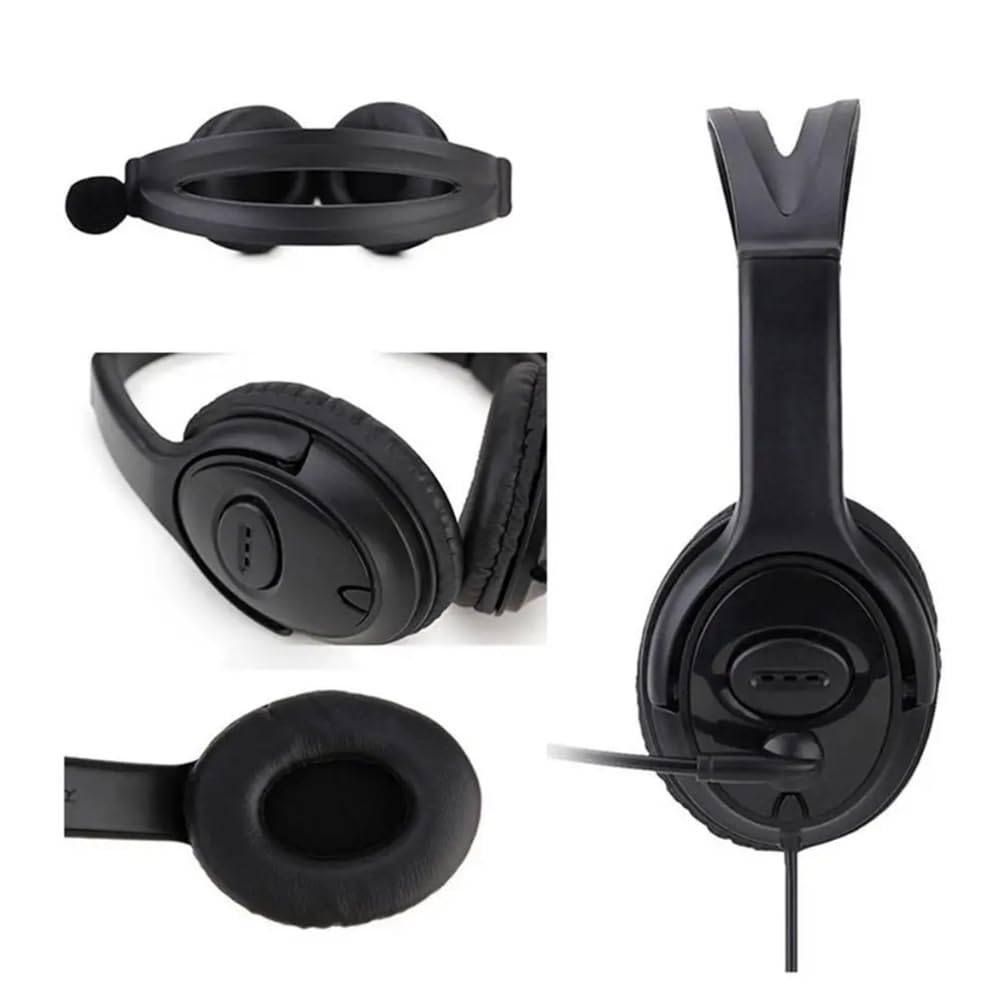 Fegtrtyoa USB Wired Headset with Noise-Canceling Mic - Computer Headphones for Zoom, Skype, Office & Call Center (1 Set) - Perfect for Remote Work, Online Teaching & Customer Service
