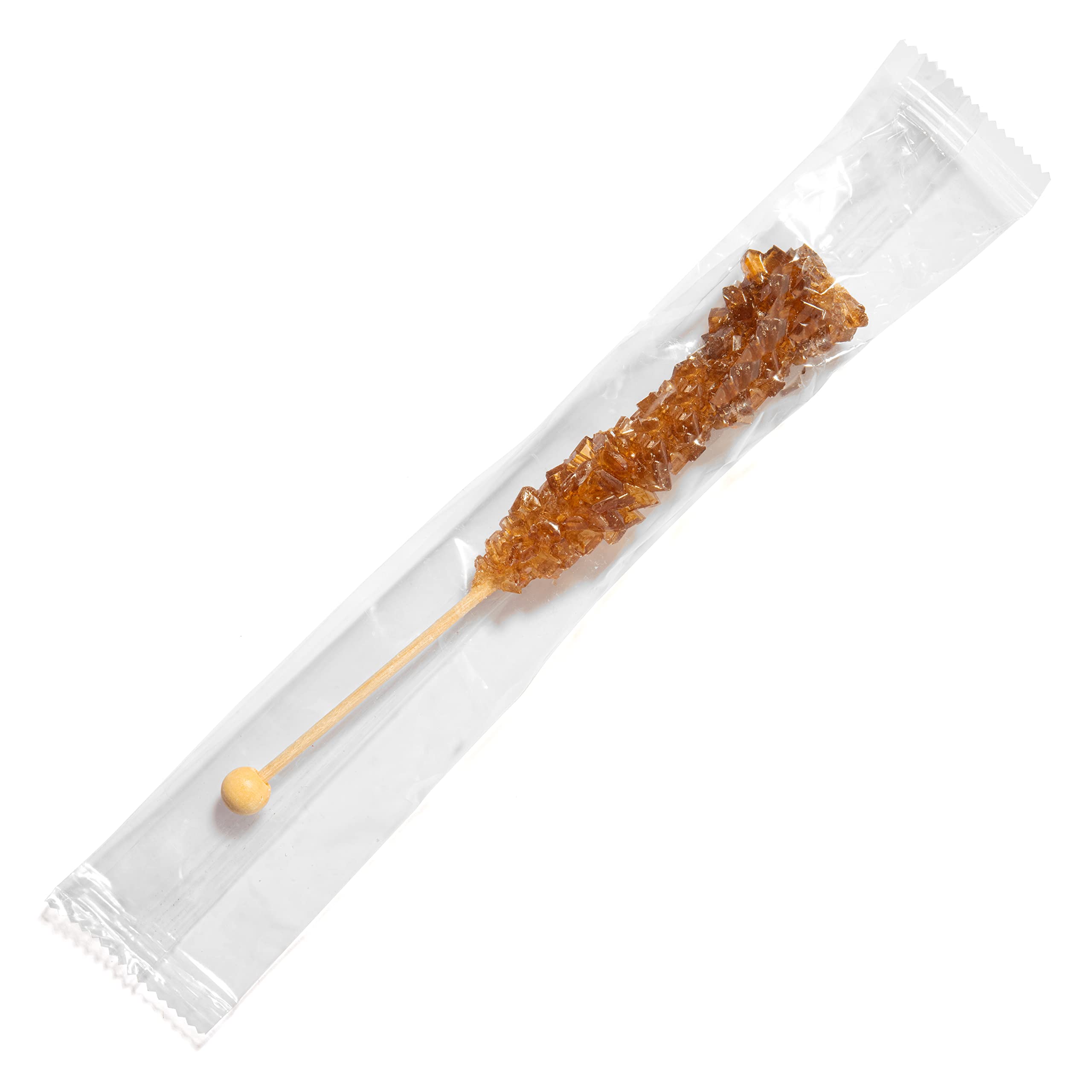 Amber Rock Candy Sugar Sticks - Root Beer Flavored - 24 Individually Wrapped - Perfect for Party Favors, Gift Bags & Coffee/Tea Sweeteners
