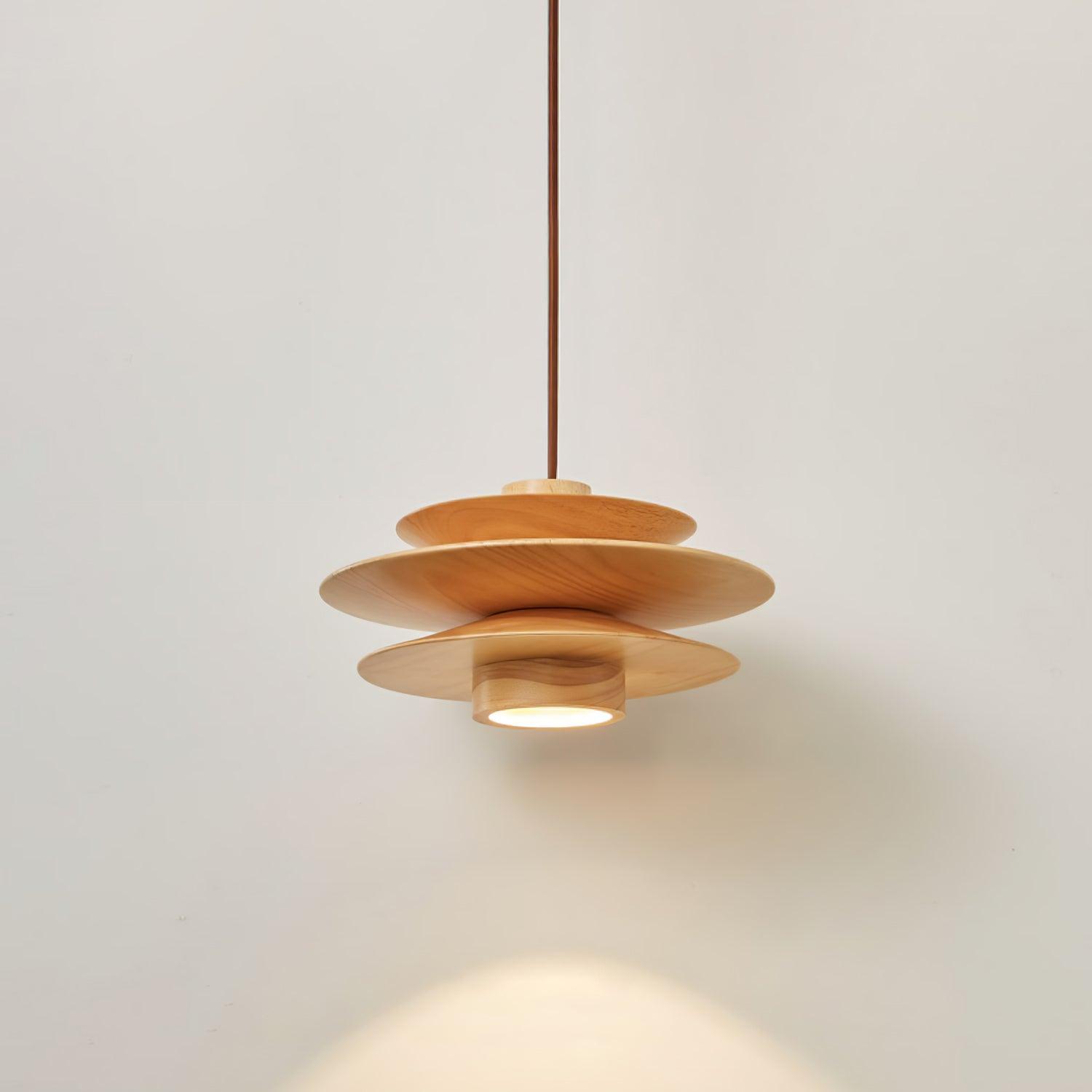 Handmade Cascade Wooden Disc Pendant Light - Natural Boho Ceiling Lamp for Living Room, Bedroom & Dining Room Decor - Perfect for Modern Farmhouse, Rustic & Scandinavian Style Homes