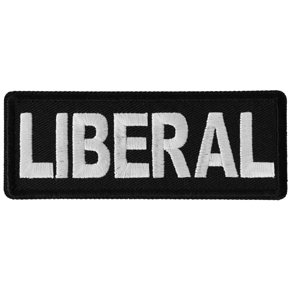 Liberal Patch - 4x1.5 Inch Embroidered Iron On Patch for DIY Clothing, Backpacks & Hats - Customizable Sew On Badge for Denim Jackets, Jeans & Accessories