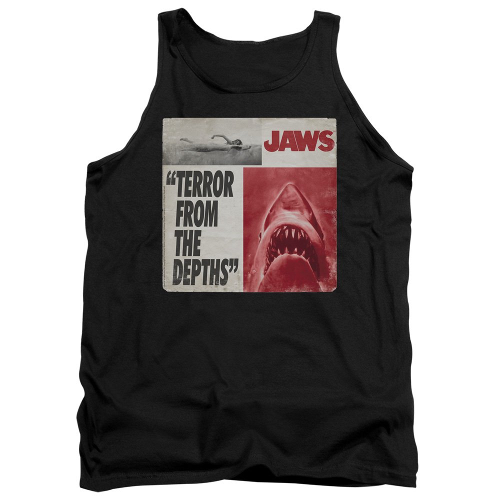 Jaws Terror Unisex Tank Top for Adults - Shark Attack Graphic Tee for Men & Women - Perfect for Halloween, Beach Parties & Movie Nights