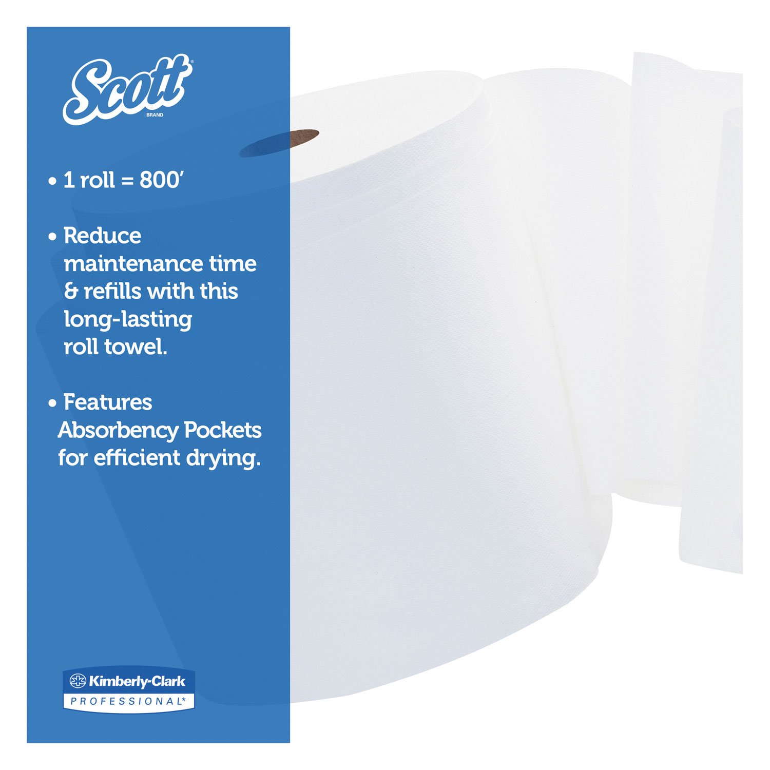 Scott 01040 Hard Roll Towels - 12 Rolls/Carton, 1.5-Inch Core, 8 x 800ft, White Commercial Paper Towels for Restaurants, Kitchens & Industrial Use