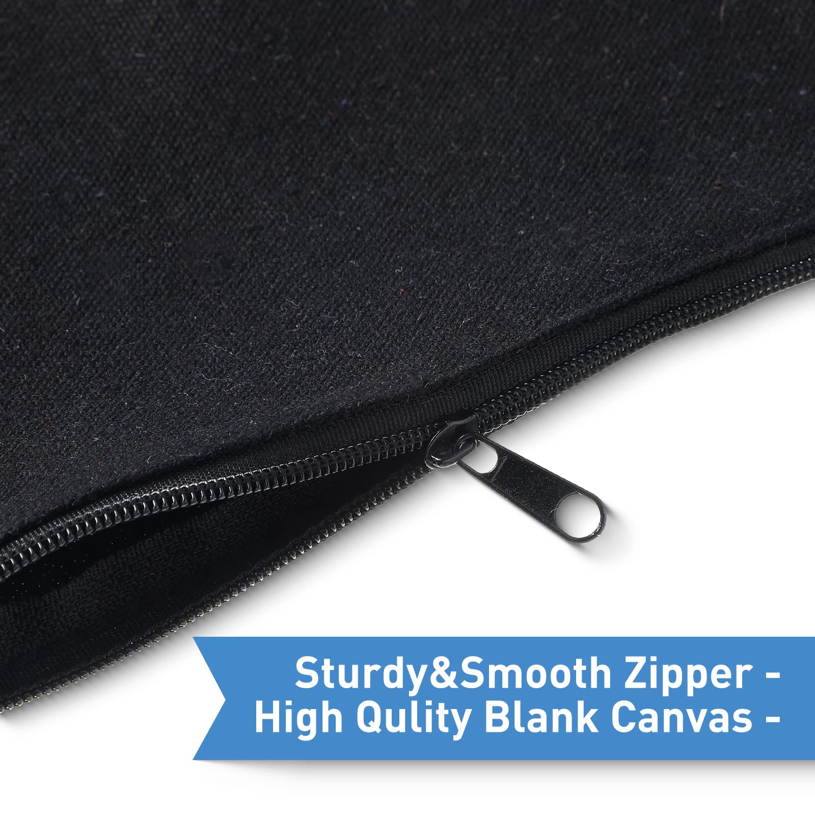Reginary 80 Pack Blank DIY Canvas Zipper Makeup Bags Bulk - All Black Cosmetic Pouch for Makeup, Toiletries, Stationery & Craft Storage | Perfect for Travel, School, Salon & Gift Giving