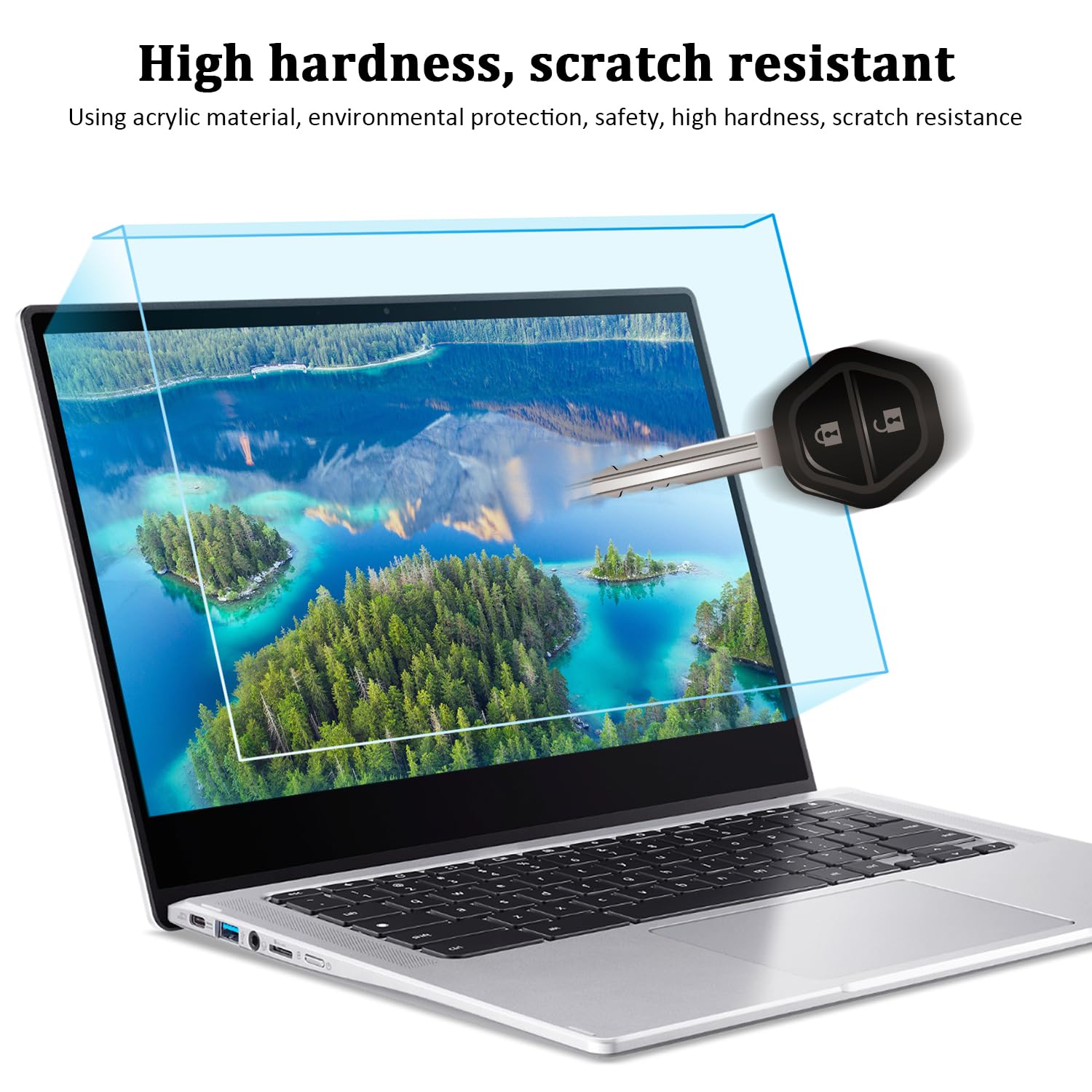 F FORITO 14 Inch Blue Light Blocking Laptop Screen Protector - Anti-Glare Eye Protection Hanging Acrylic Panel for 14