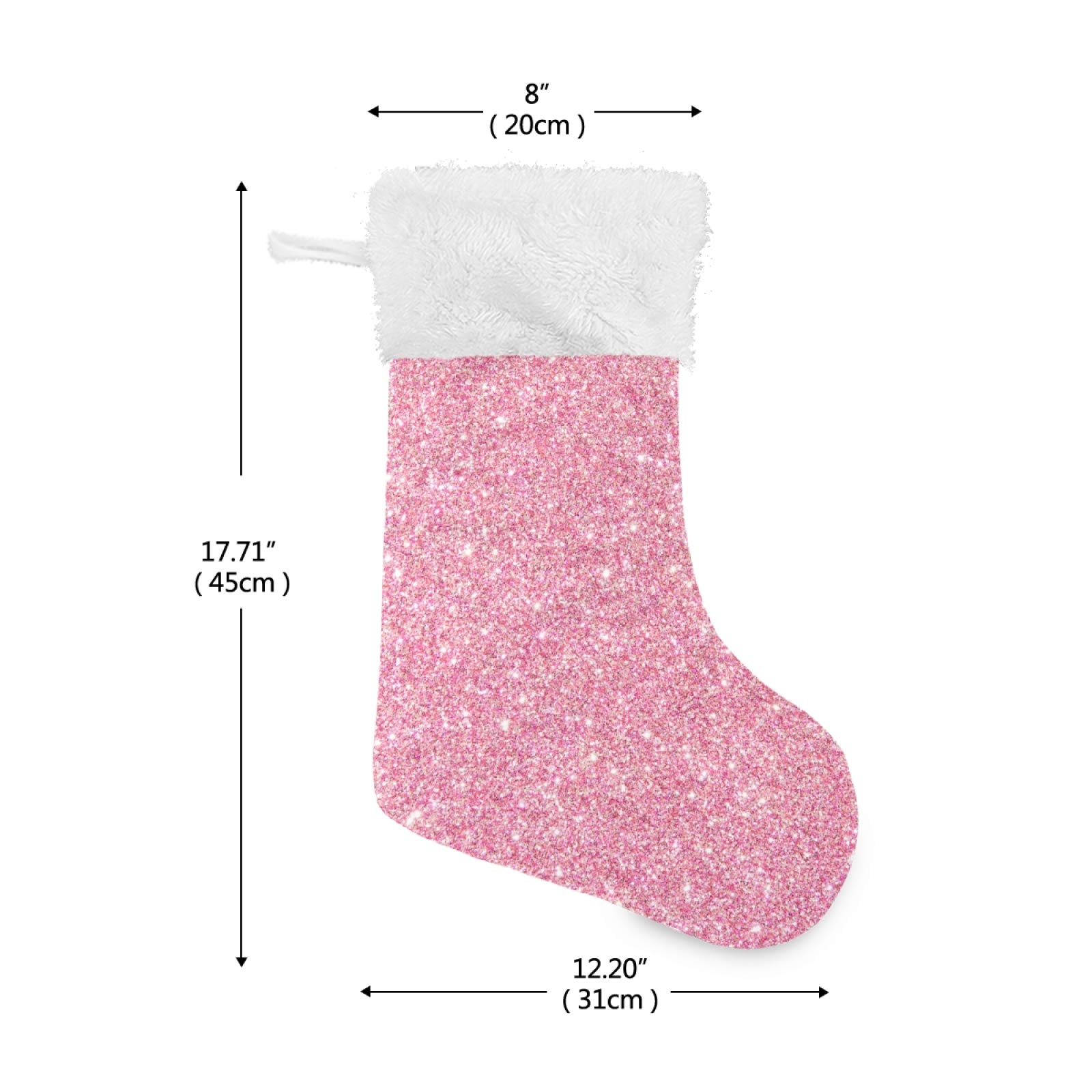 Personalized Large 18 Inch Pink Glitter Christmas Stockings with Snowflake Design - Cute Holiday Decor for Xmas Tree, Fireplace Mantel & Family Party Gifts