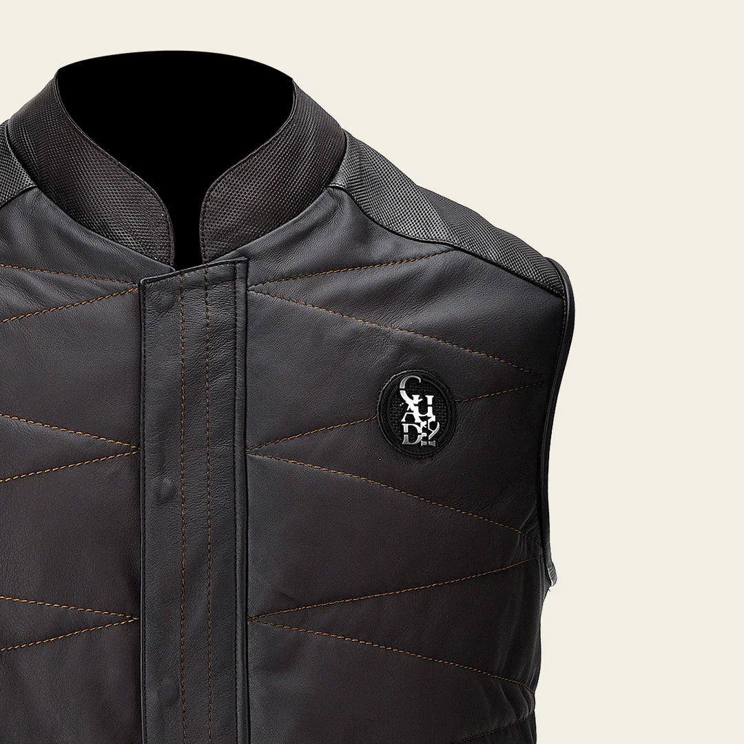 H354COB Men's Casual Fashion Lambskin Vest - Chocolate Brown Leather Jacket for Everyday Wear & Outdoor Activities