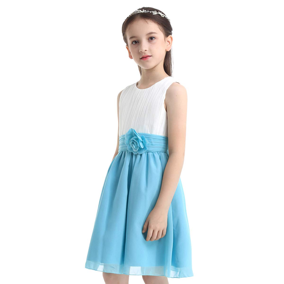 ACSUSS Girls' Flower Girl Dress for Weddings, Pageants & Birthday Parties - Princess Chiffon Tutu Bridesmaid Dress (Perfect for Flower Girls, Junior Bridesmaids & Special Occasions)