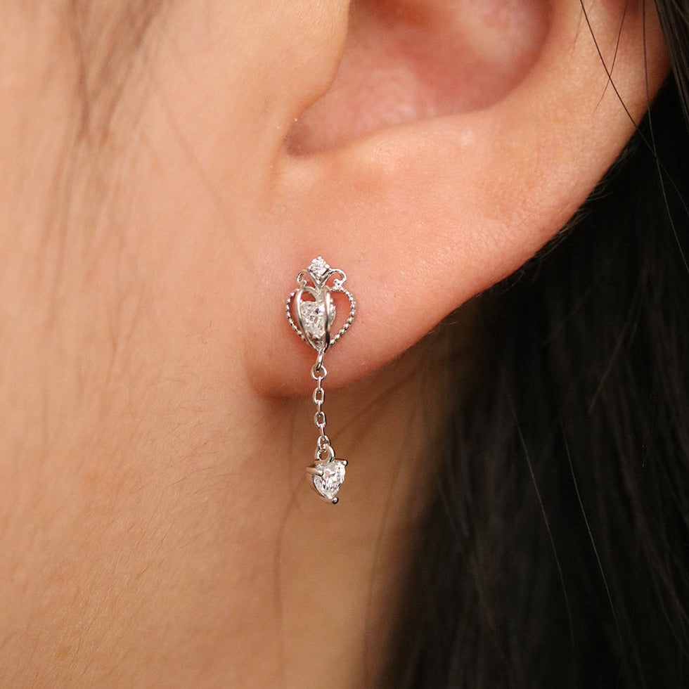 Heart Crown Dangle Earrings for Women - Elegant Gold Plated Jewelry for Parties, Weddings & Date Nights