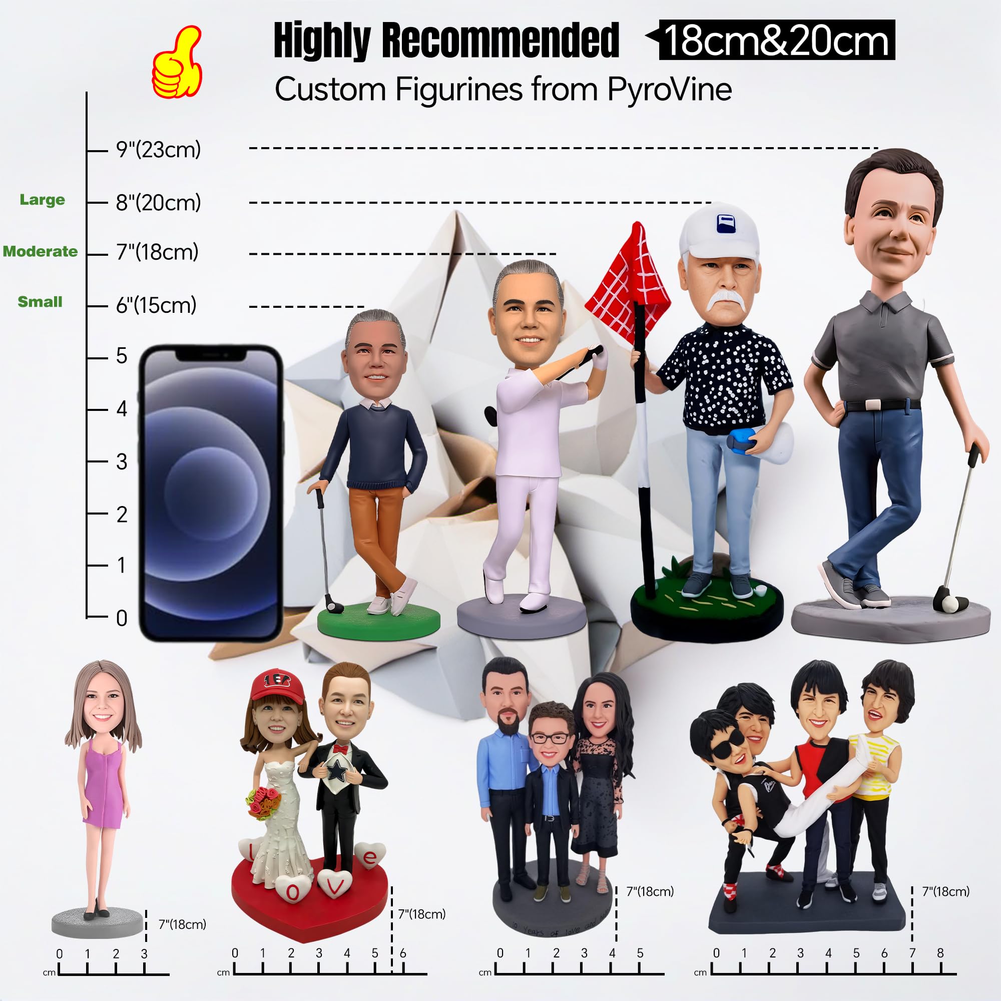 Custom Golfer Bobbleheads - Personalized Handcrafted Golf Player Figurines with Floral Shorts | Unique Gift for Golf Lovers | Perfect for Birthdays, Father's Day & Office Decor