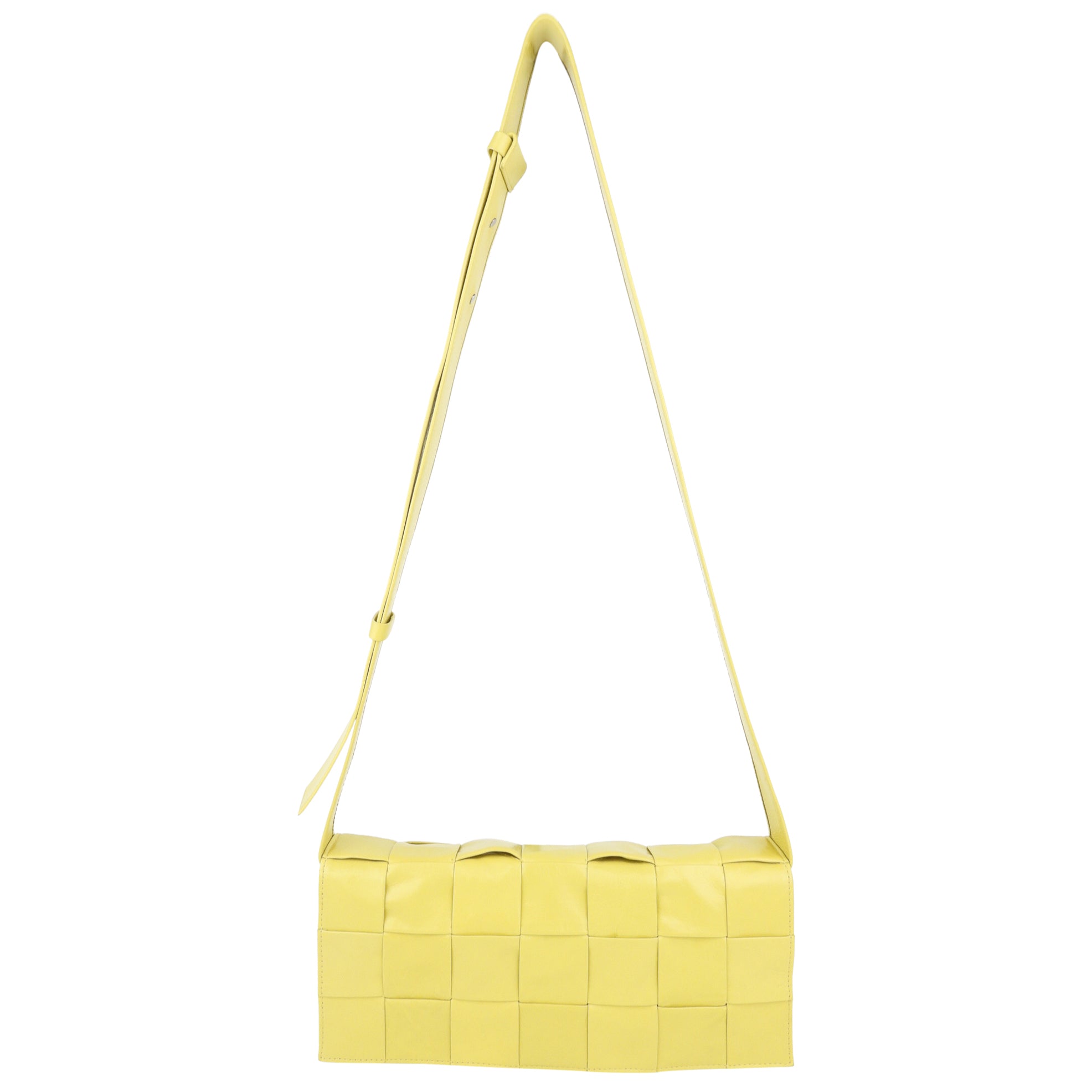 Bottega Veneta Yellow Shiny Leather Intrecciato Crossbody Shoulder Bag for Women | Luxury Designer Handbag for Everyday Use, Parties & Travel