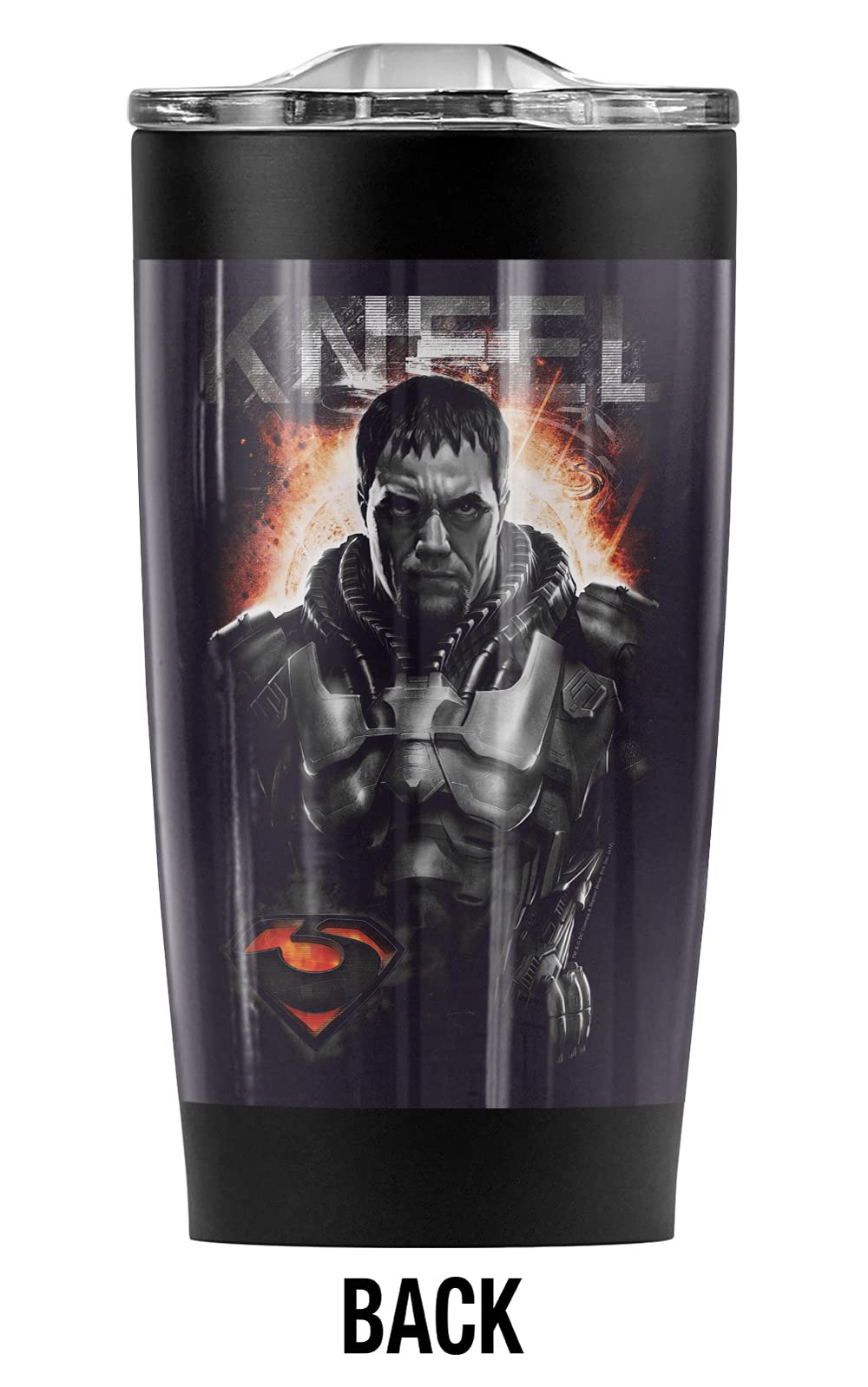 Superman Man of Steel Zod Kneel Stainless Steel Tumbler 20oz - Vacuum Insulated Double Wall Coffee Travel Mug with Leakproof Lid - Keeps Hot & Cold for Hours - Perfect for Office, Gym, Camping & Road Trips