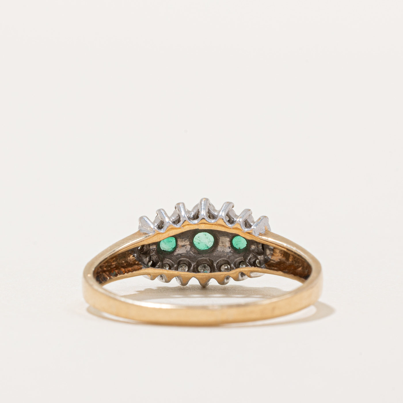 Exquisite 0.17ctw Emerald & 0.12ctw Diamond Cocktail Ring - Size 9.25 | Elegant Statement Jewelry for Evening Parties, Weddings & Special Occasions