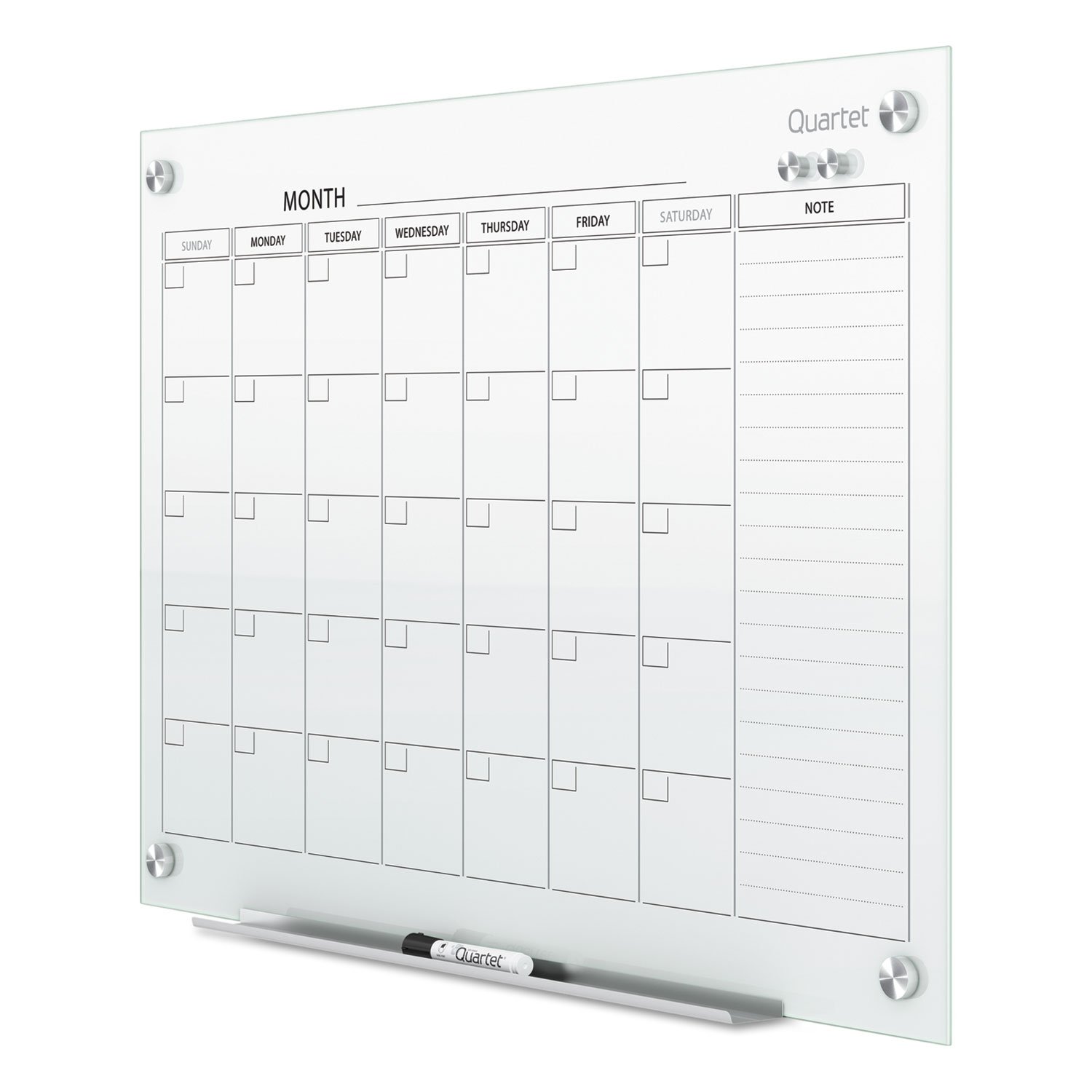 Quartet Glass Dry Erase Whiteboard Calendar Planner - 4' x 3' Frameless White Surface - Perfect for Office, Classroom & Home Organization (GC4836F)
