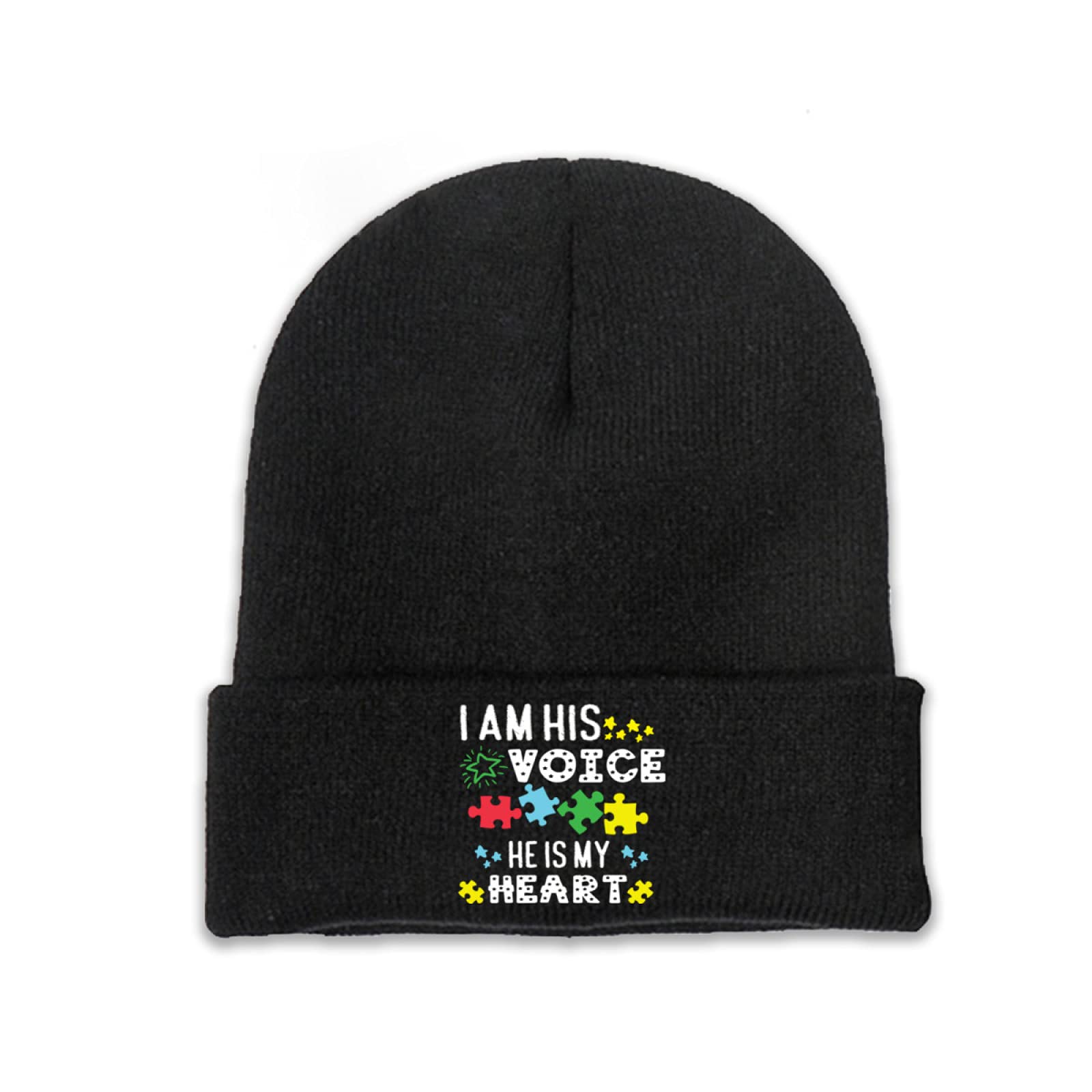 Autism Awareness Beanie - Unisex Cuffed Skull Knit Hat for Adults & Kids - Black - Support Autism Acceptance & Awareness - Perfect for Daily Wear, Fundraisers & Awareness Events