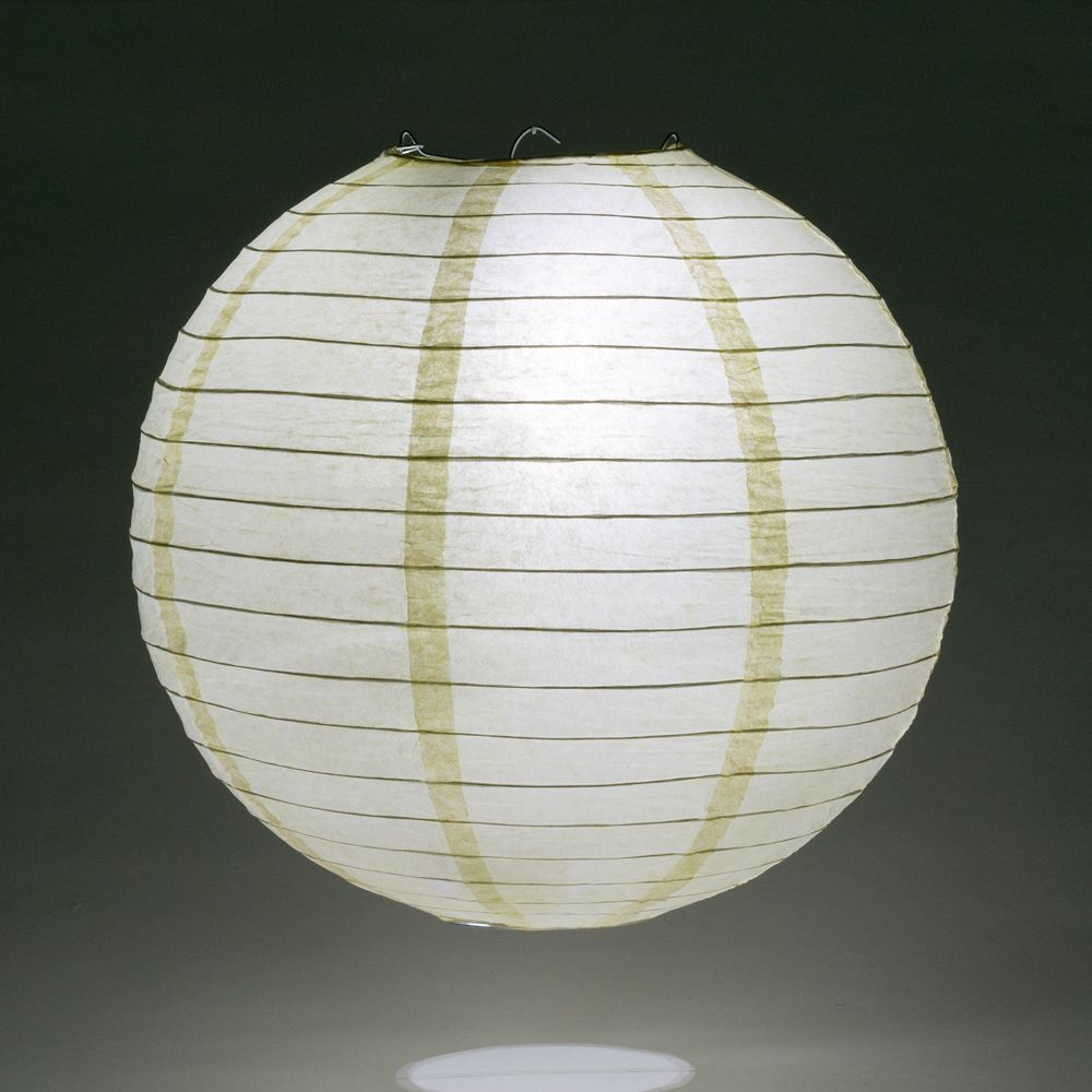 36 Ivory Jumbo Round Paper Lanterns with Even Ribbing - Bulk Pack for Wedding, Party & Home Decor