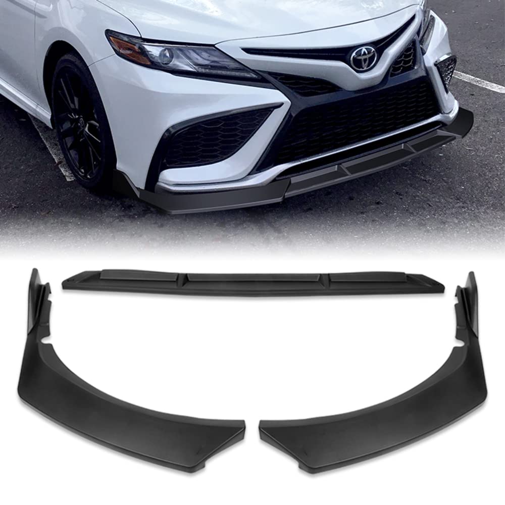 Q1-TECH 9-Piece Front Bumper Body Kit for 2021-2023 Toyota Camry SE XSE - Lip, Side Skirt Extensions & Diffuser Set - ABS Unpainted Matte Black Front Spoiler Air Chin Splitter | Perfect for Car Customization & Street Racing Style Enhancement