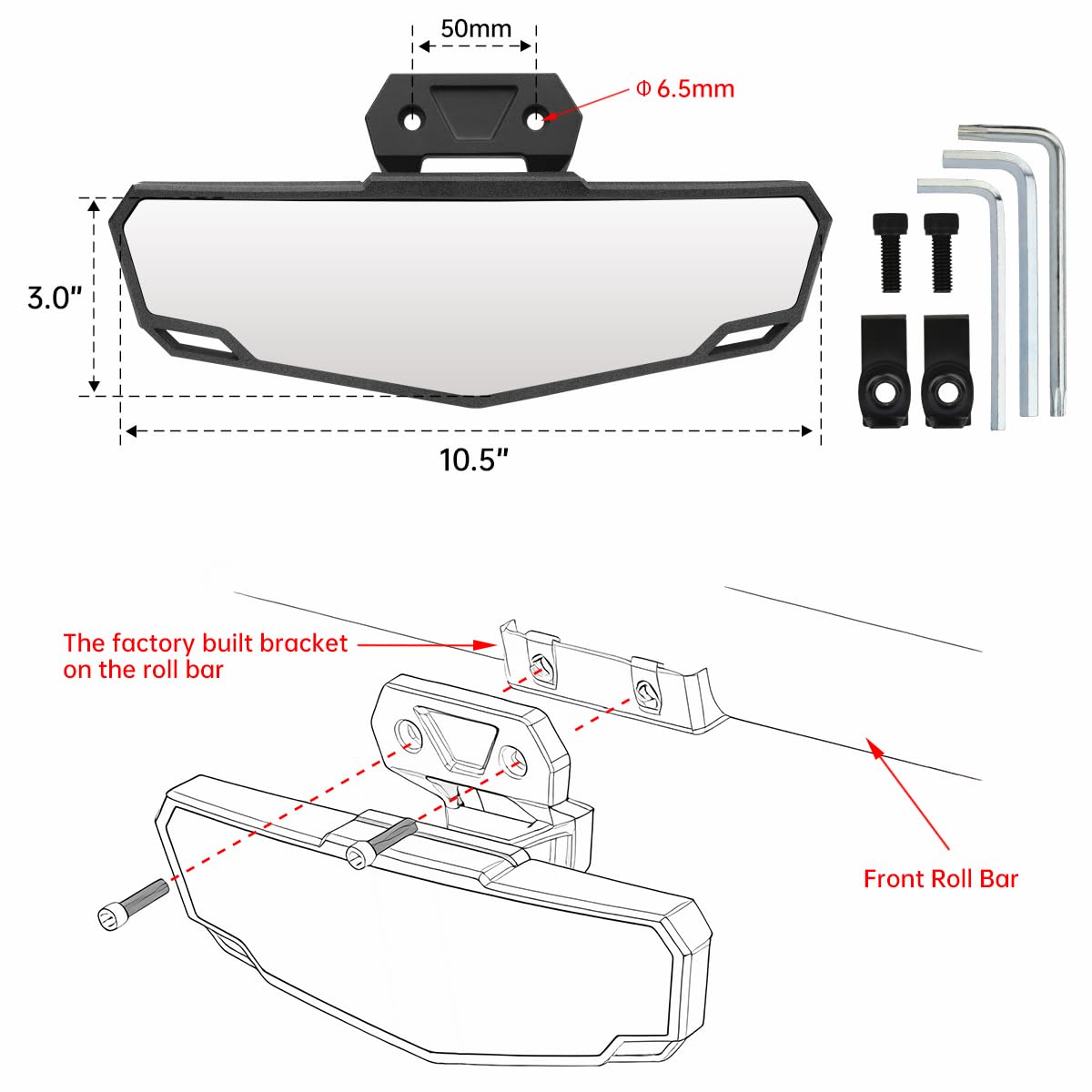 Polaris RZR PRO XP Turbo R/4 Rear View Mirror (2020-2024) - Easy Installation, Durable OEM Replacement #2883763 - Perfect for Off-Roading & Trail Adventures