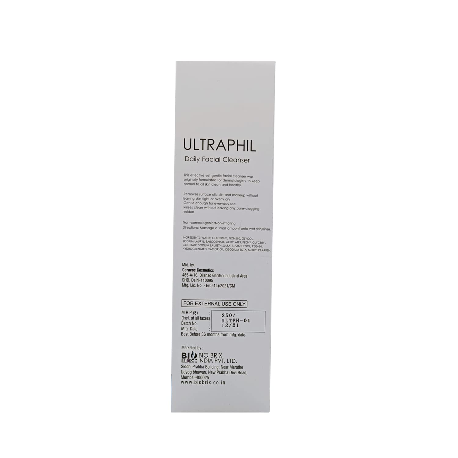 Ultraphil Gentle Hydrating Daily Face Wash with Panthenol - 100ml Pump Bottle for Normal to Oily Skin | Men & Women | Deep Cleansing & Moisturizing | Perfect for Morning & Night Skincare Routine