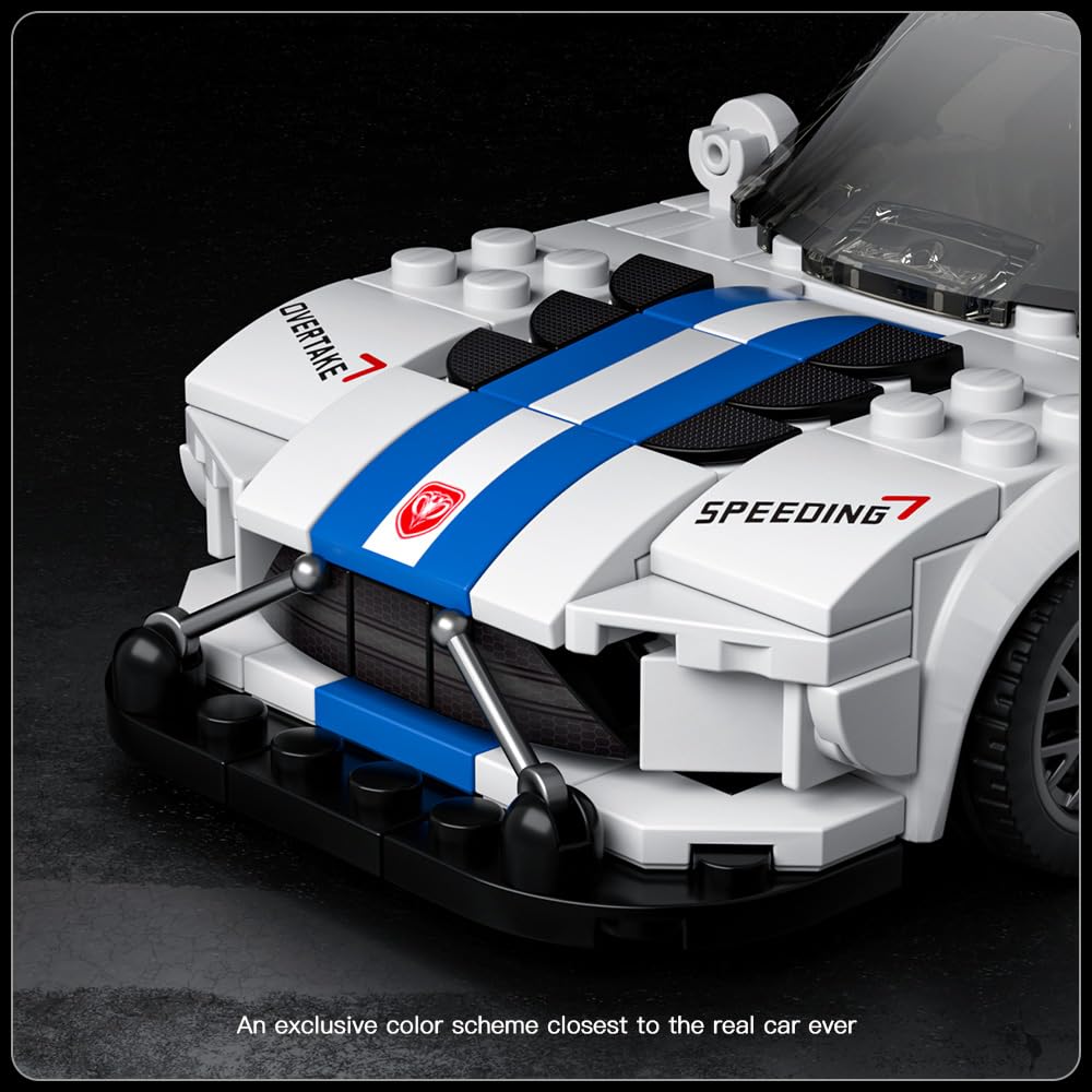 Mould King Speed Champion Viper Model Car Building Kit - 388PCS Sports Race Car Set with Display Case for Adults & Kids Age 8+ | DIY Construction Toy for Home Decoration, Gift & Collectible Display