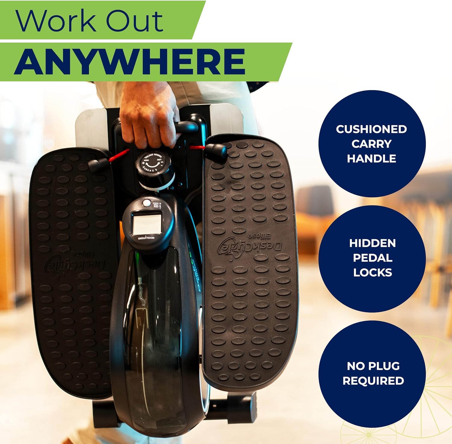 DeskCycle Elliptical Under Desk Bike - Compact Leg & Foot Pedal Exerciser for Office & Home - Quiet Sitting Exercise Machine for Work, Study & Fitness