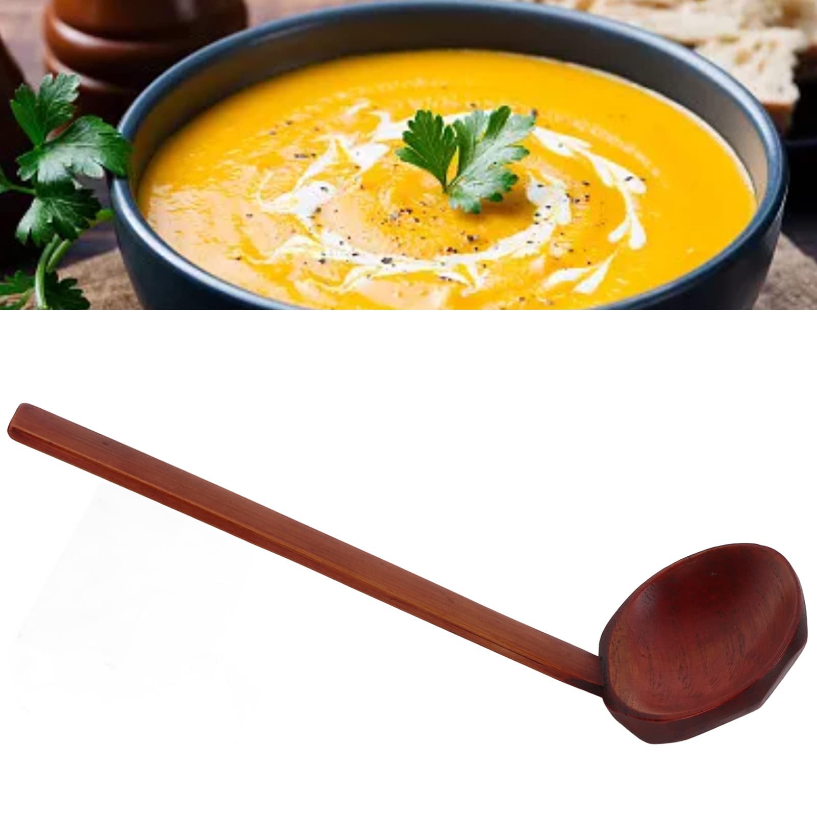 5Pcs Wooden Cooking Ladles - Wooden Soup Spoon, Serving Spoon, Colander Ladle & Skimmer Scoop Set for Kitchen Use - Perfect for Soups, Stews, Pasta & Salad Serving
