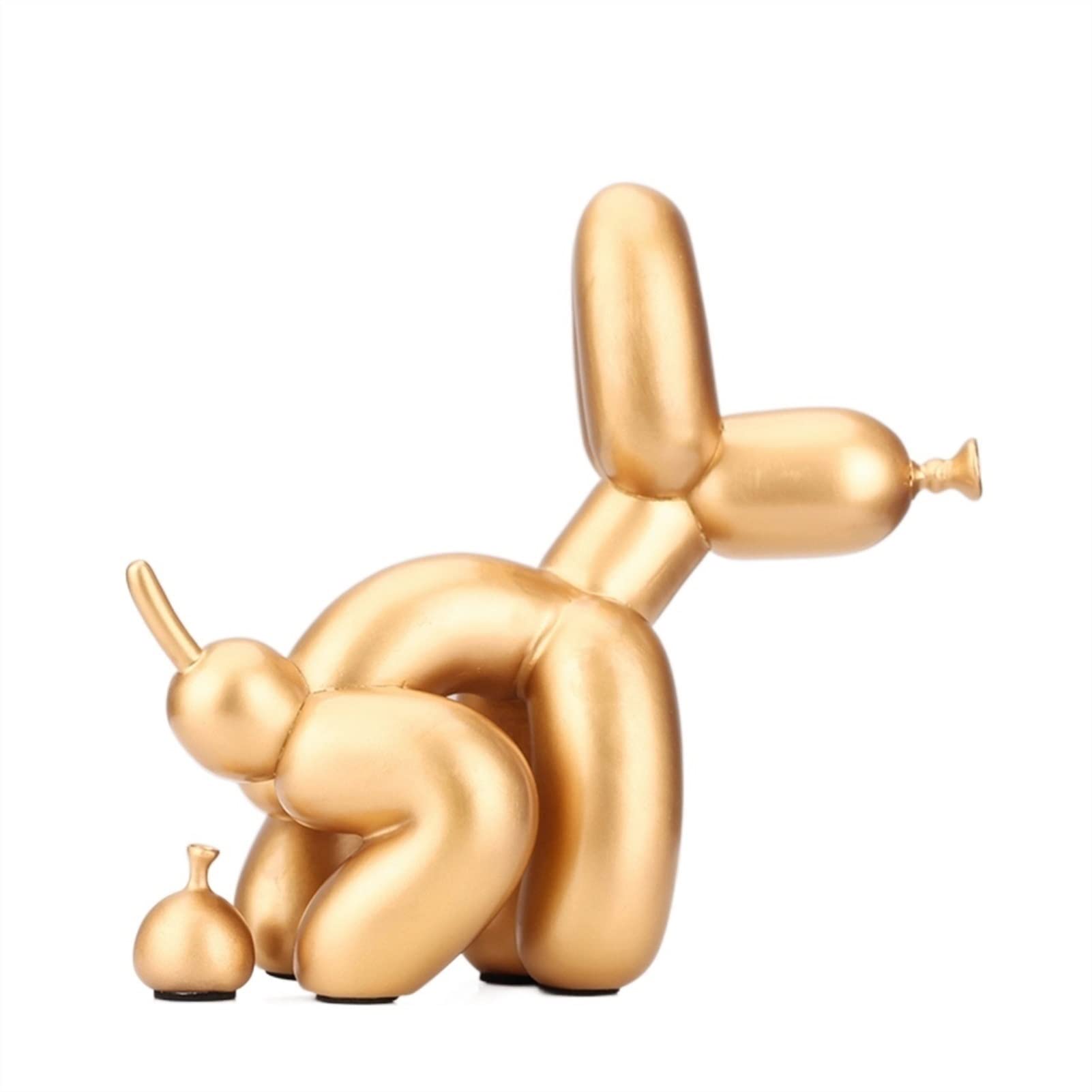 HUHAORAN 2021 Creative Poop Balloon Dog Statue - Electroplated Gold Resin Art Sculpture for Home & Office Decor, Modern Nordic Animal Figurine, Unique Desktop Ornament - Perfect for Living Room, Bedroom, or Gift Giving