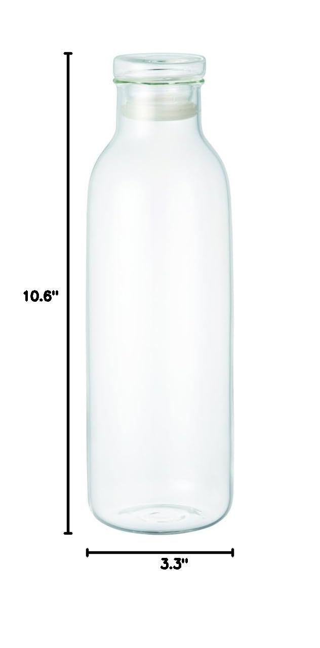 KINTO BOTTLIT 27683 Glass Carafe - 1 Liter (3.3 gal) Microwave & Dishwasher Safe Heat-Resistant Pitcher for Water, Juice, Tea - Perfect for Home, Office & Outdoor Use